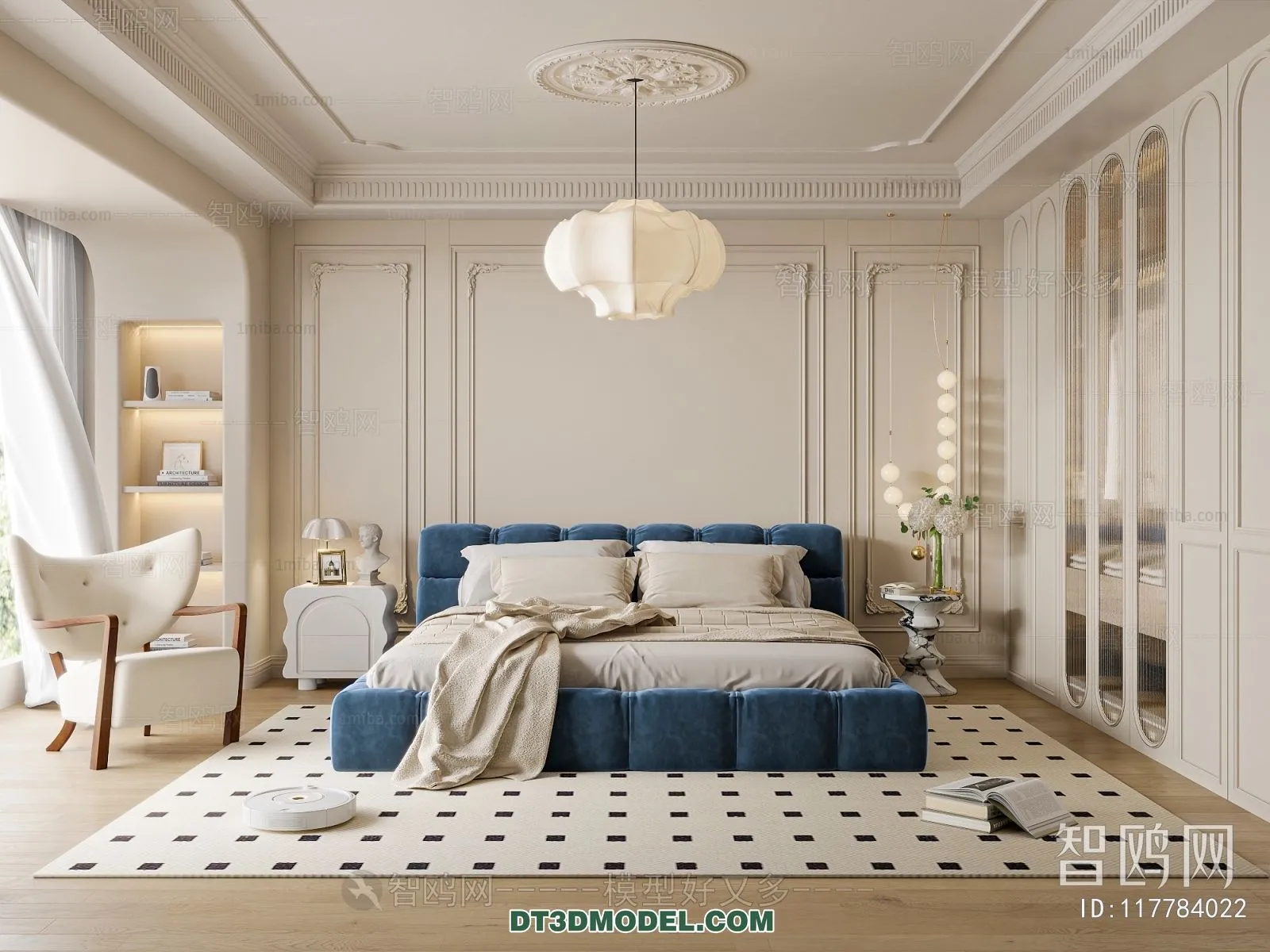 3D Scene of France Style Bedroom - 3D Model - 009