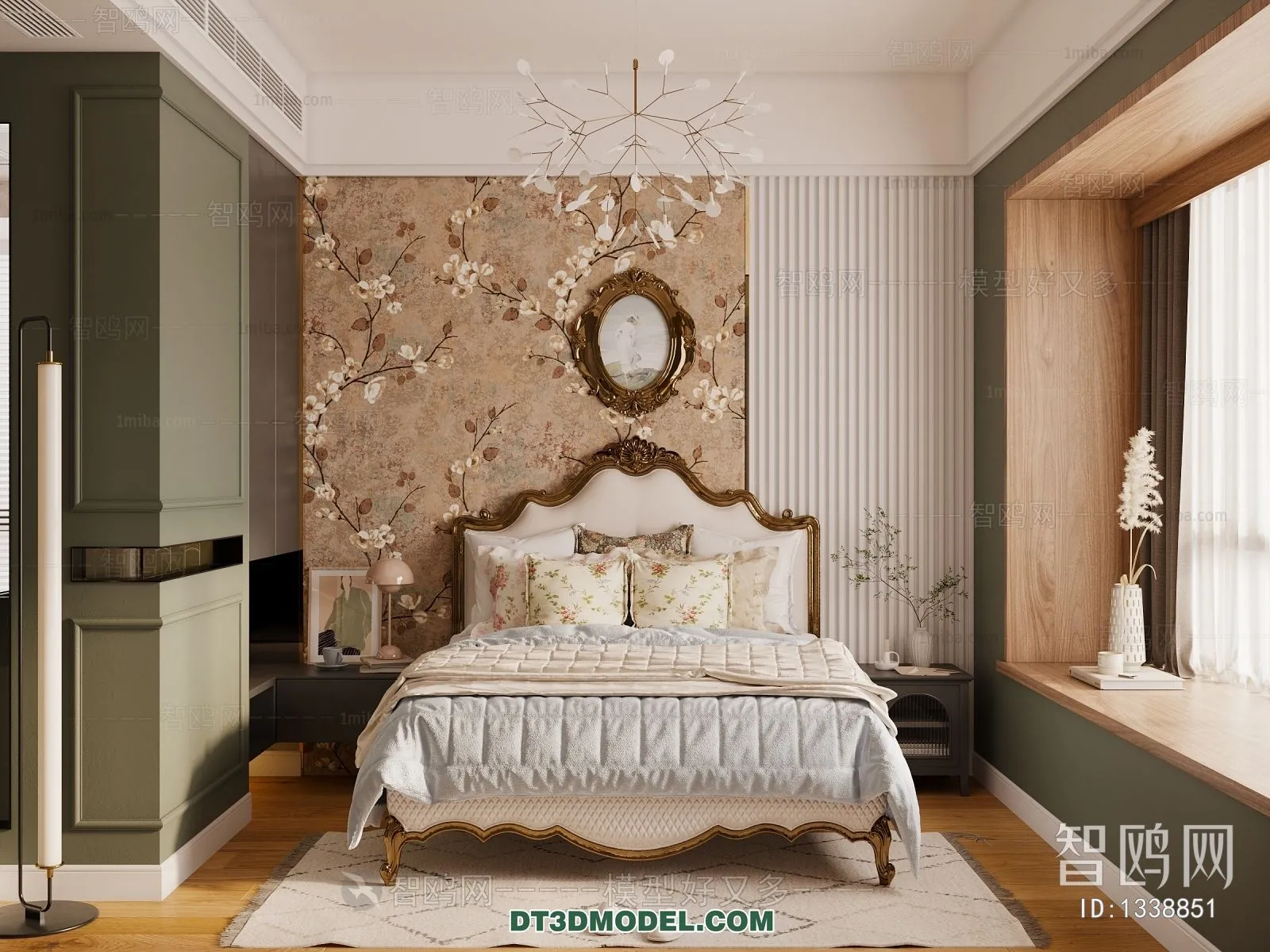 3D Scene of France Style Bedroom - 3D Model - 010