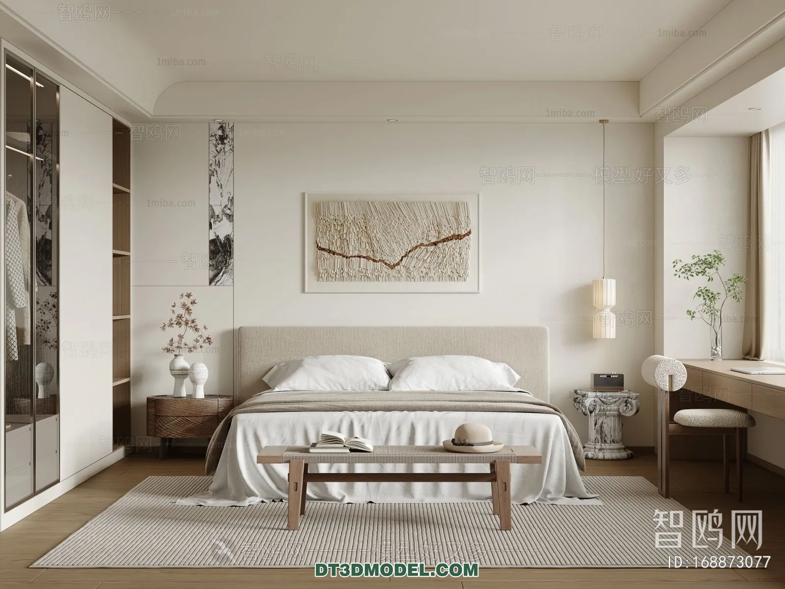 3D Scene of France Style Bedroom - 3D Model - 013