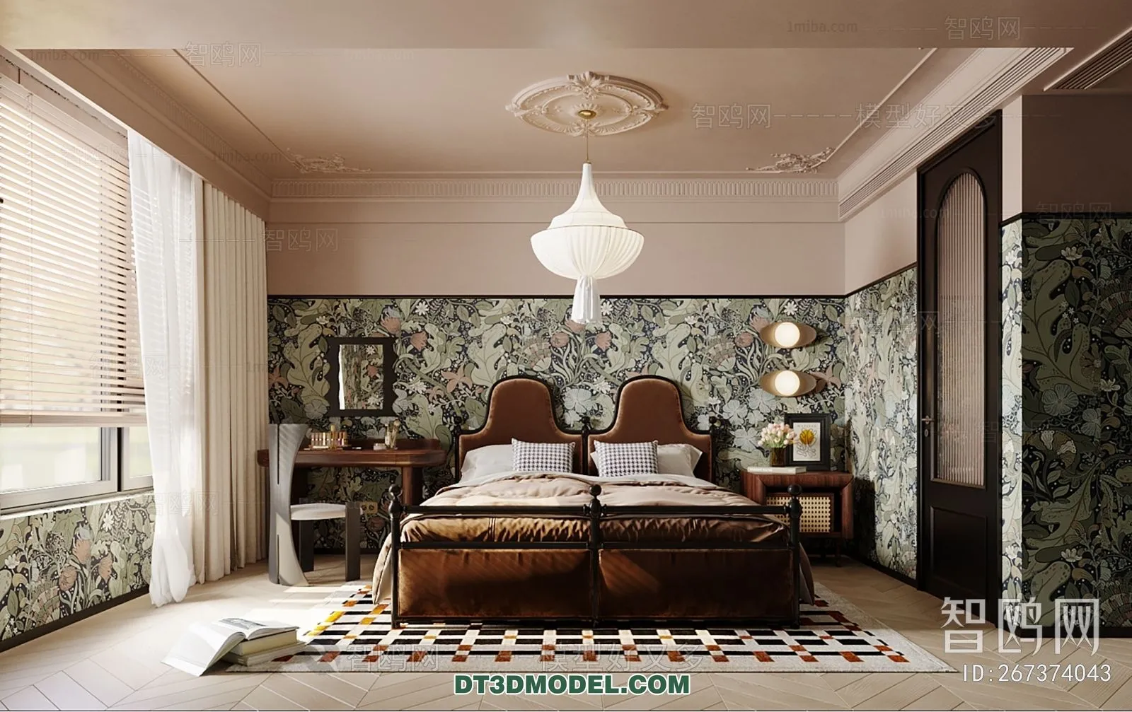 3D Scene of France Style Bedroom - 3D Model - 019