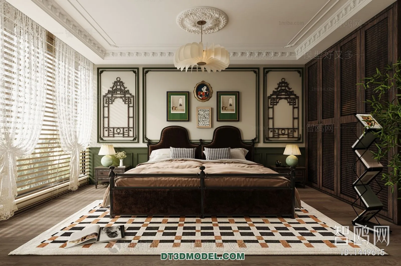 3D Scene of France Style Bedroom - 3D Model - 027