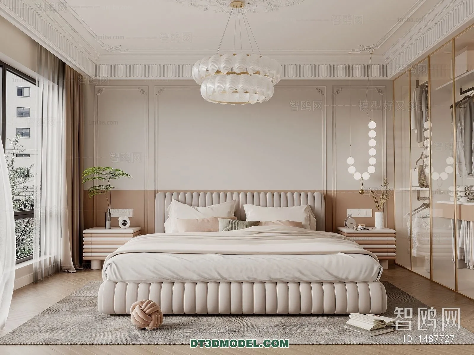 3D Scene of France Style Bedroom - 3D Model - 029