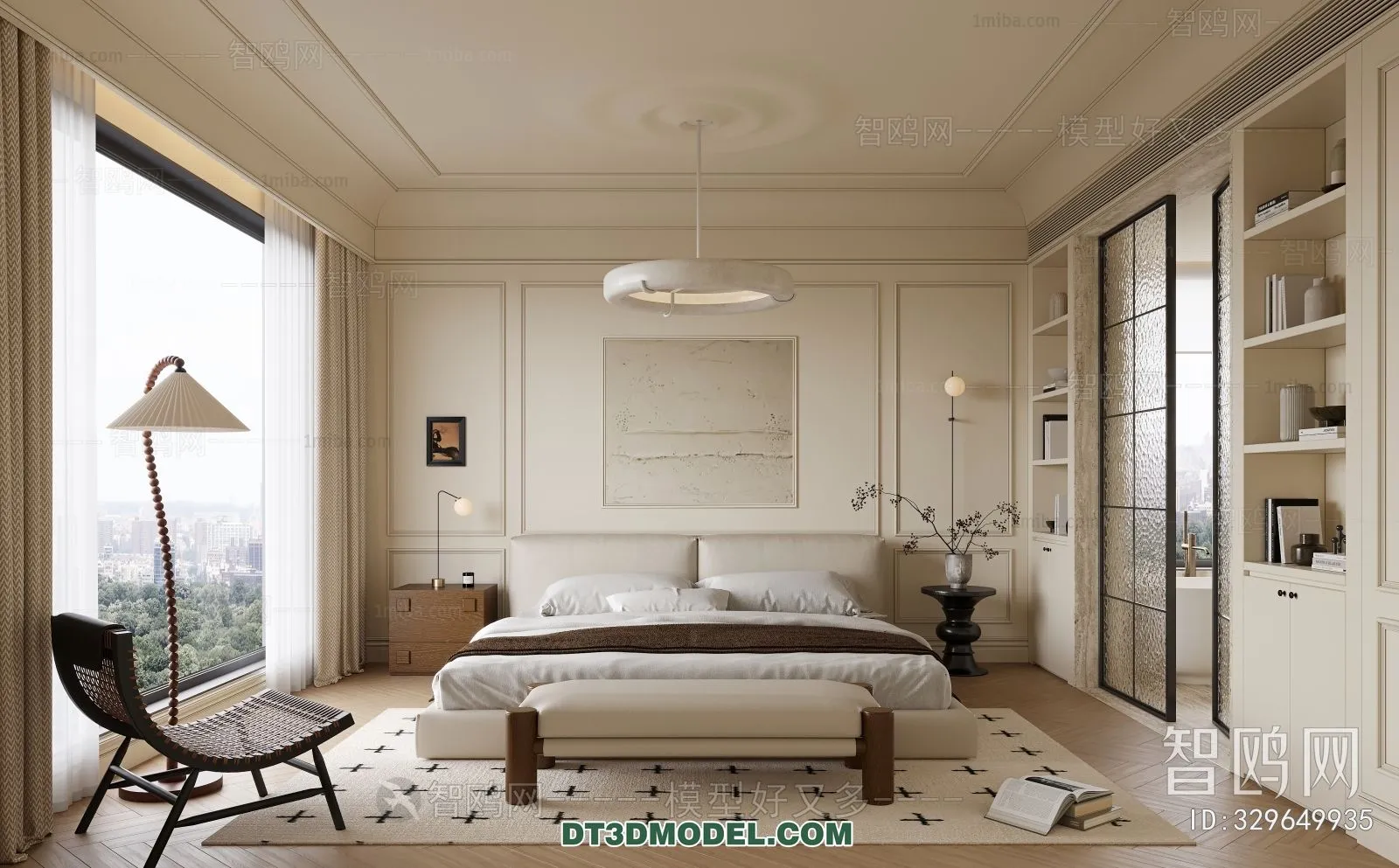 3D Scene of France Style Bedroom - 3D Model - 030