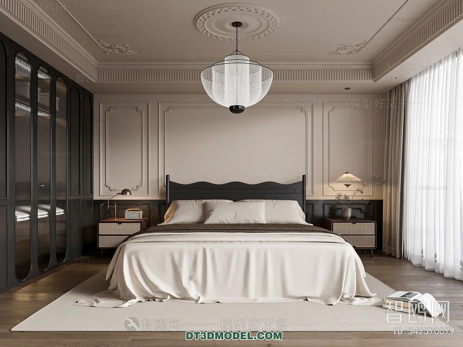 3D Scene of France Style Bedroom - 3D Model - 032