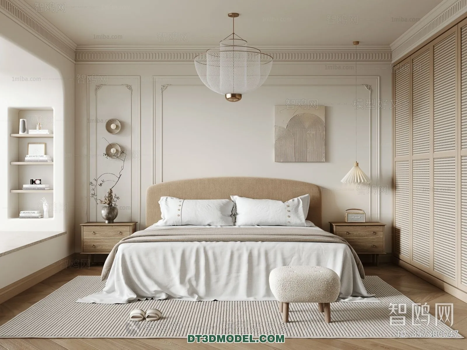 3D Scene of France Style Bedroom - 3D Model - 033