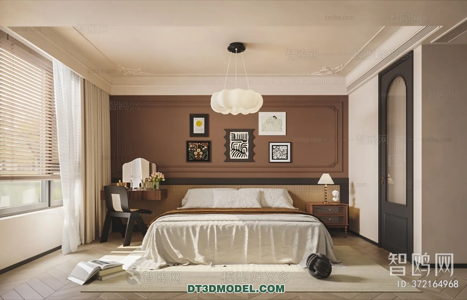 3D Scene of France Style Bedroom - 3D Model - 034