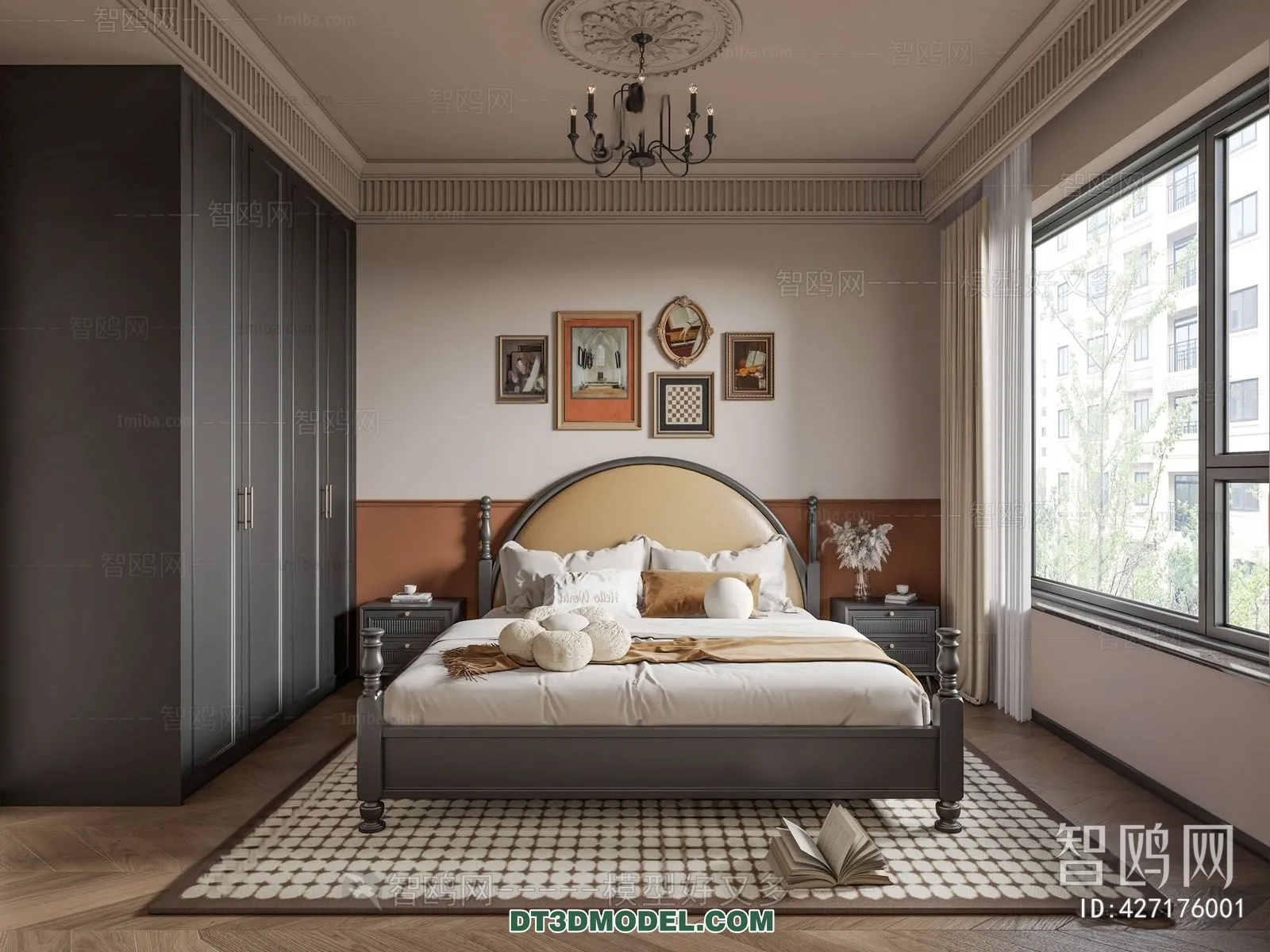 3D Scene of France Style Bedroom - 3D Model - 040