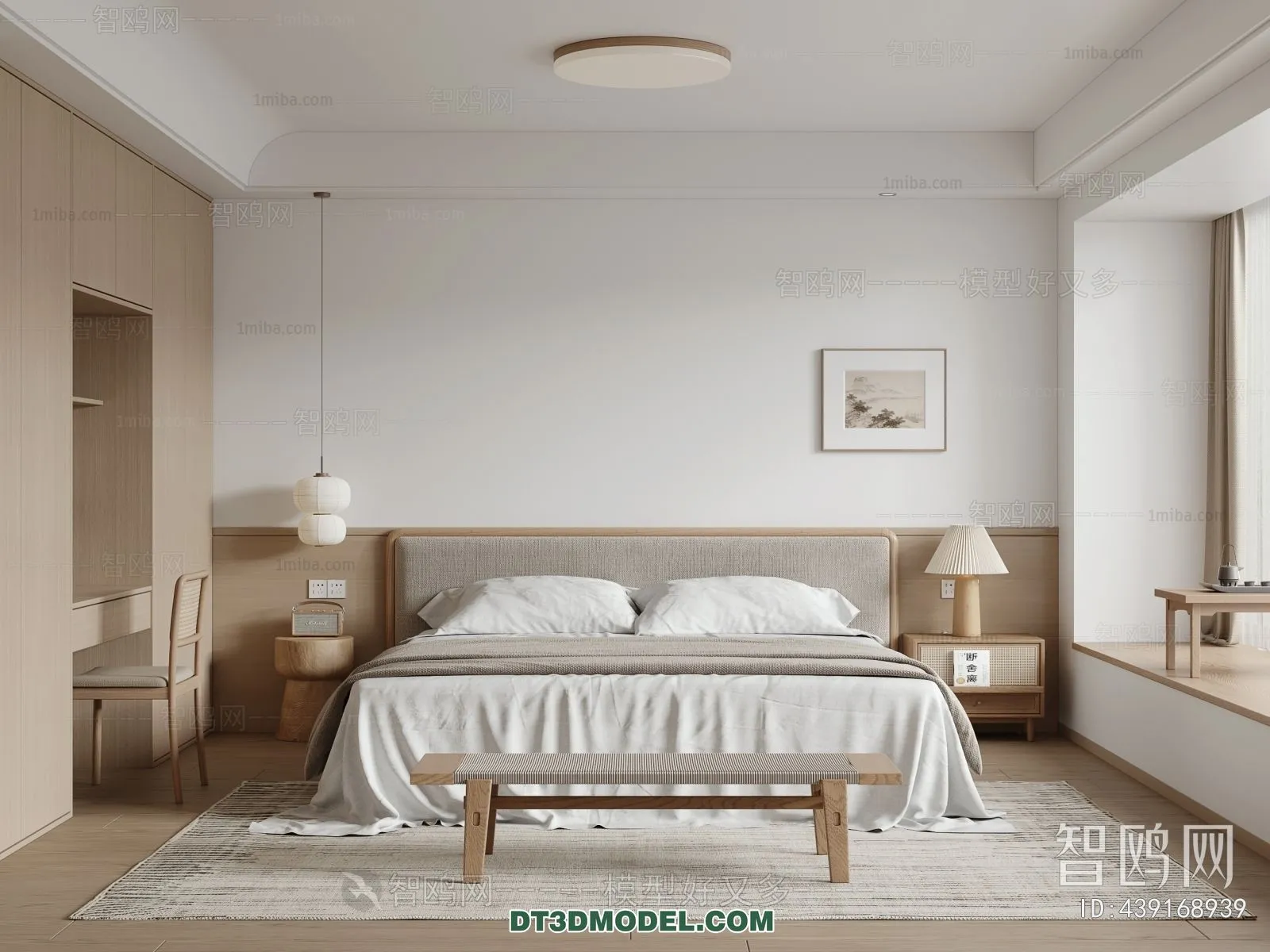 3D Scene of France Style Bedroom - 3D Model - 043