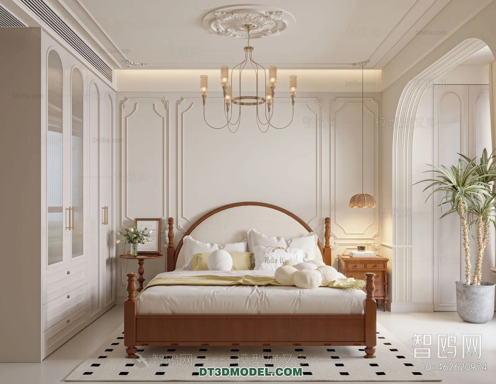 3D Scene of France Style Bedroom - 3D Model - 045
