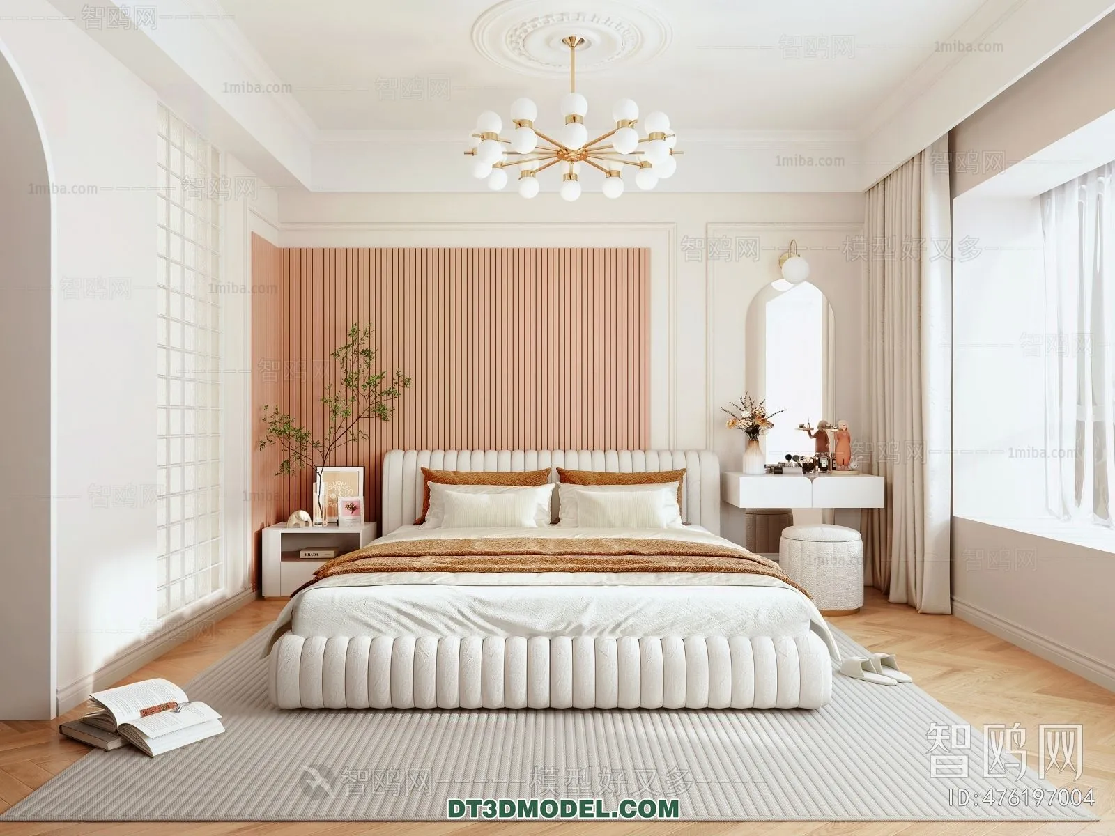 3D Scene of France Style Bedroom - 3D Model - 048