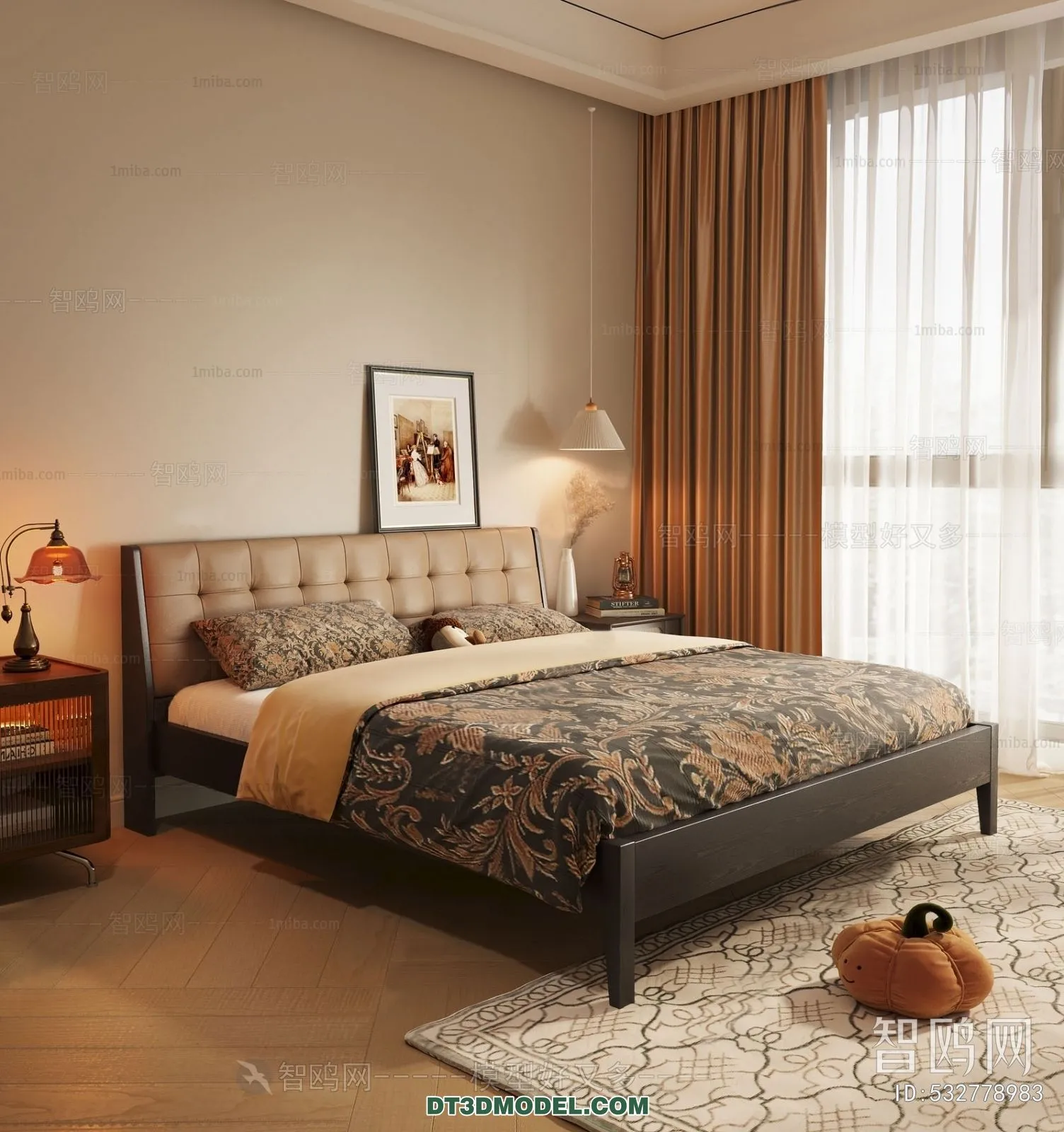 3D Scene of France Style Bedroom - 3D Model - 056