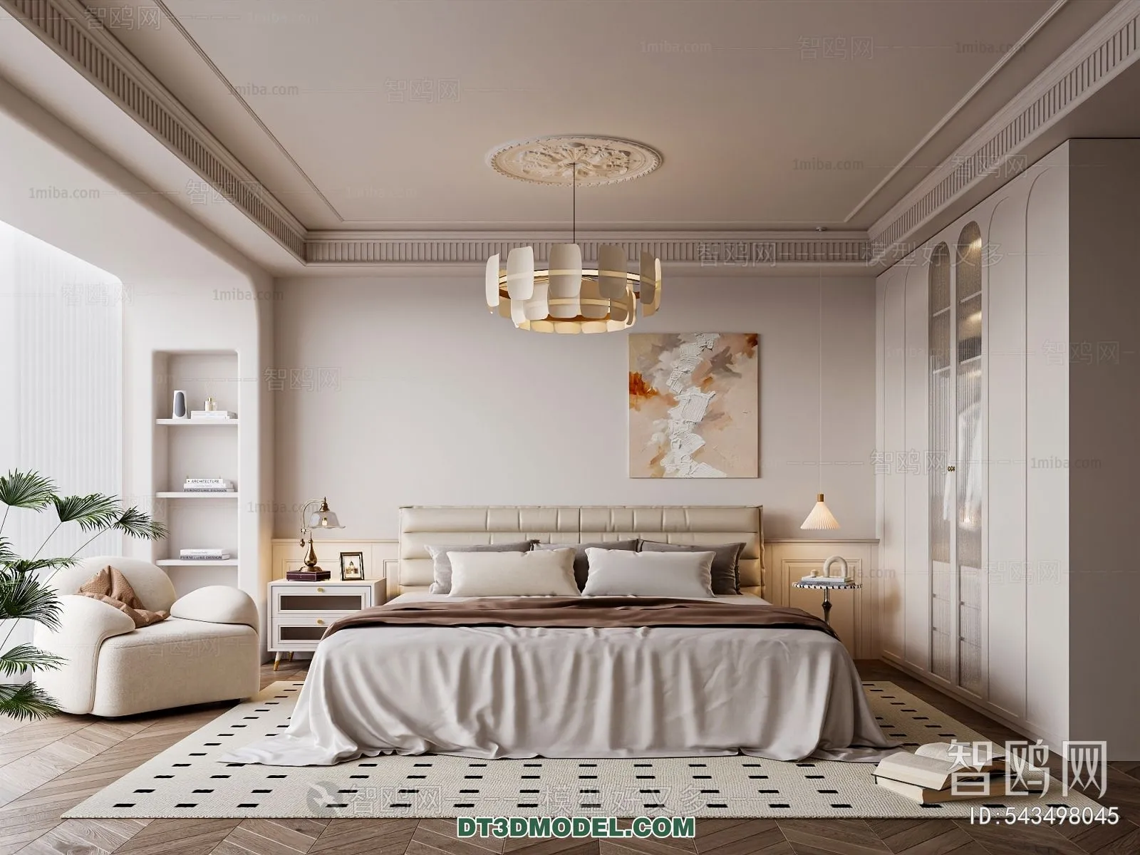 3D Scene of France Style Bedroom - 3D Model - 059