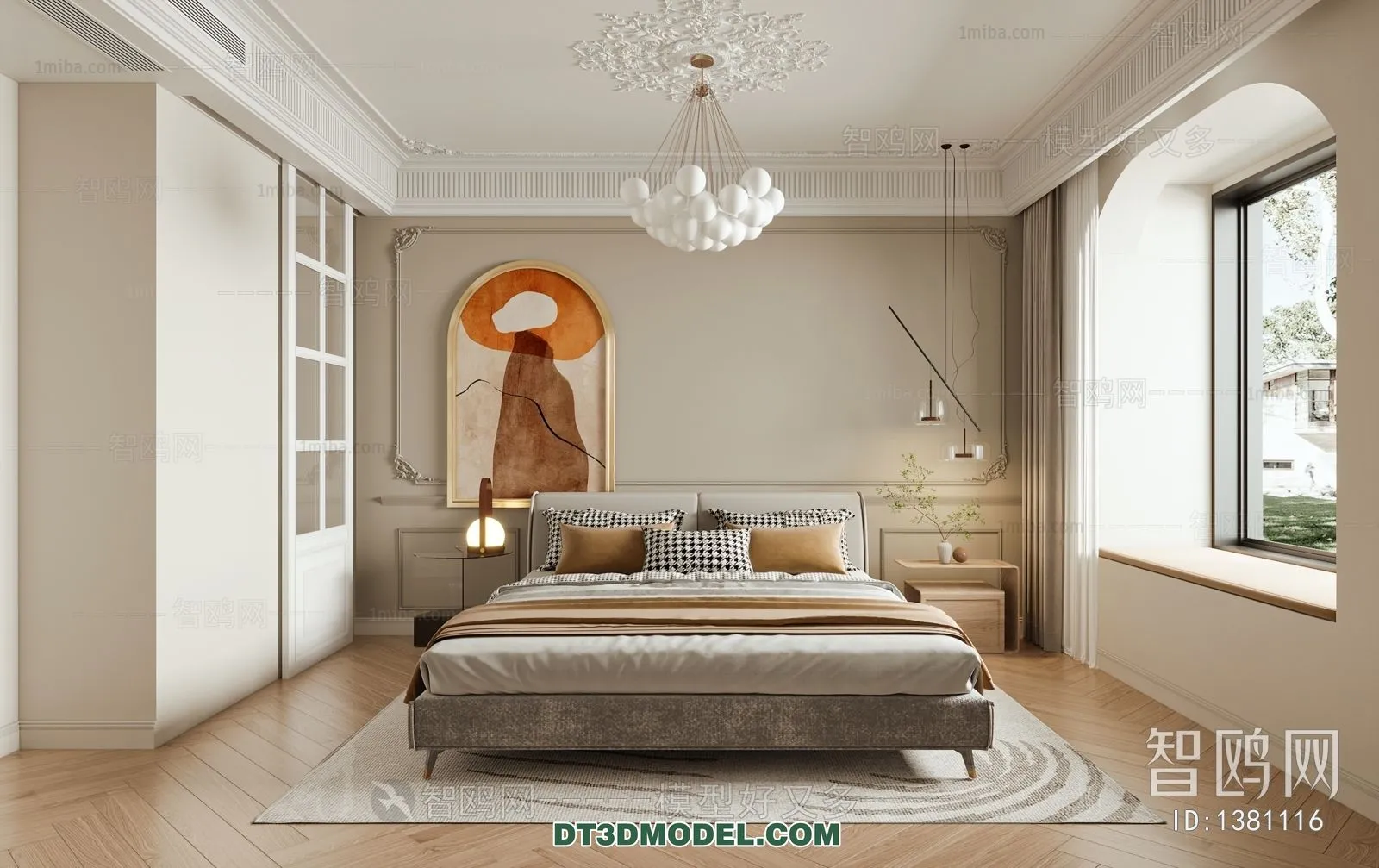 3D Scene of France Style Bedroom - 3D Model - 061