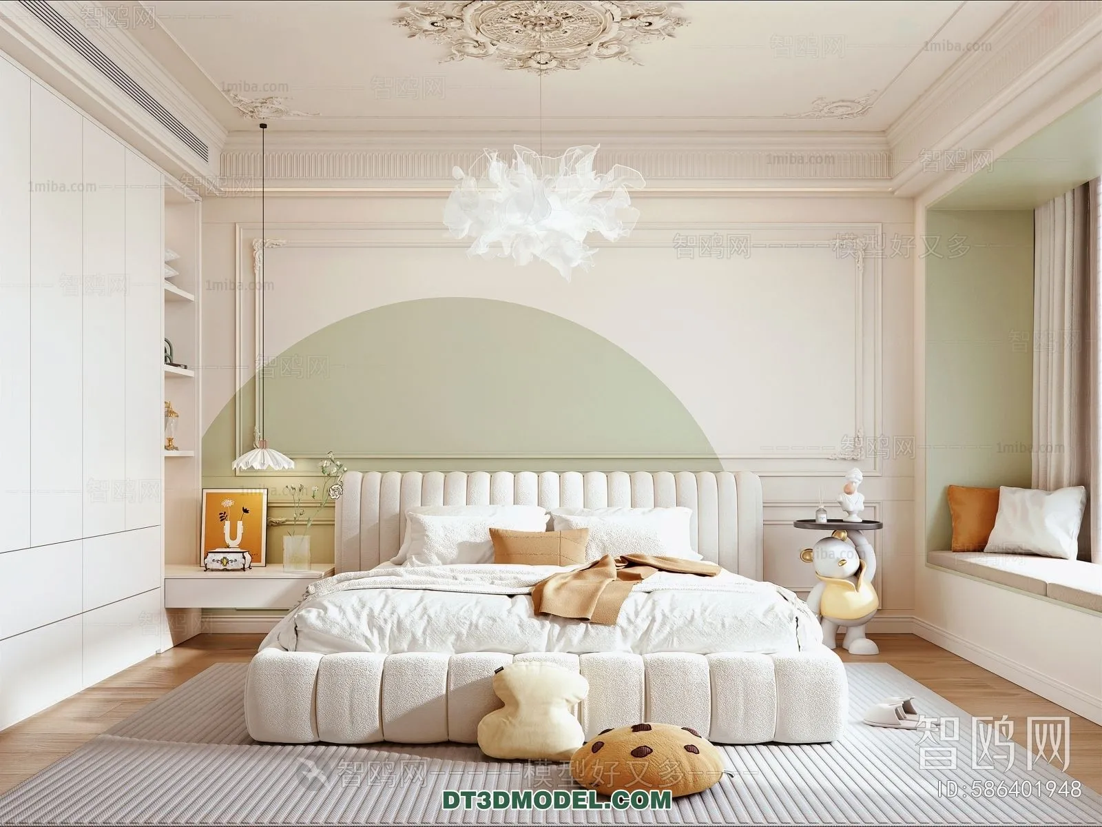 3D Scene of France Style Bedroom - 3D Model - 067