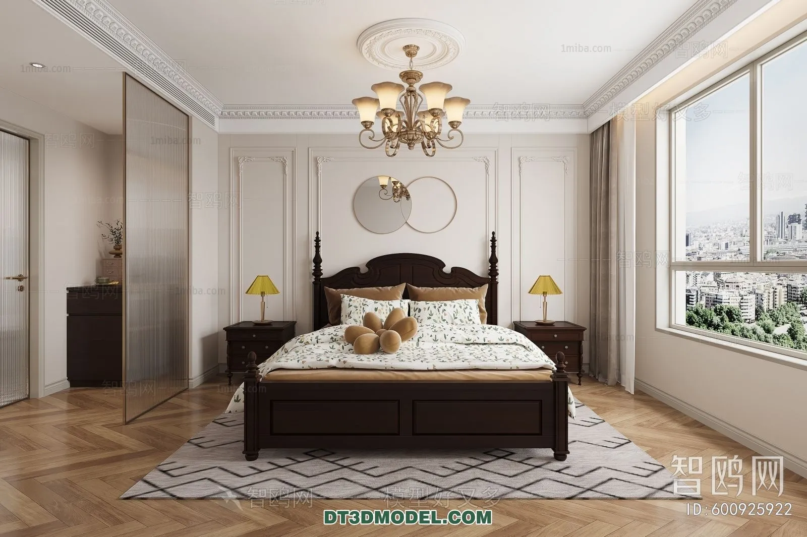 3D Scene of France Style Bedroom - 3D Model - 070