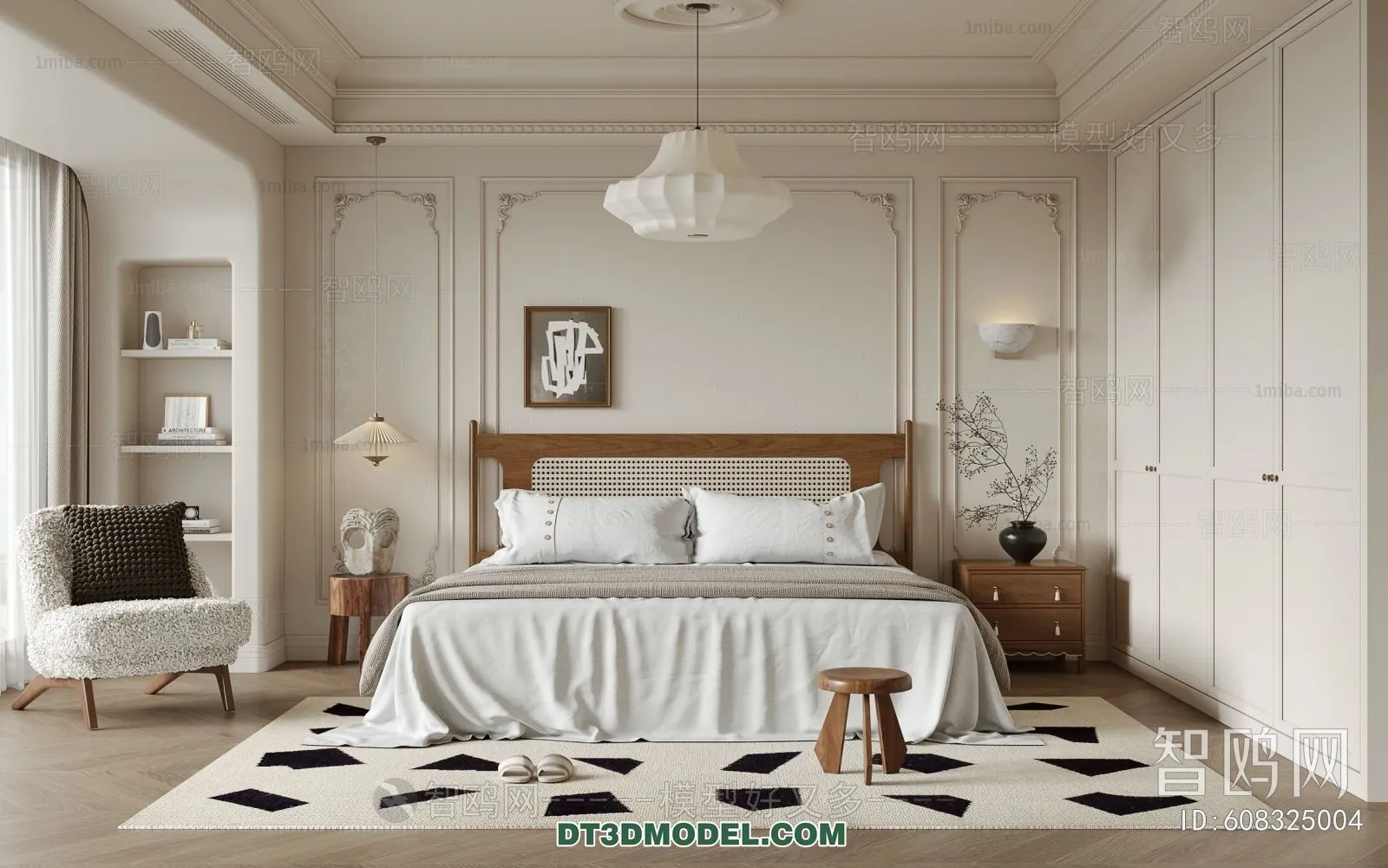 3D Scene of France Style Bedroom - 3D Model - 071