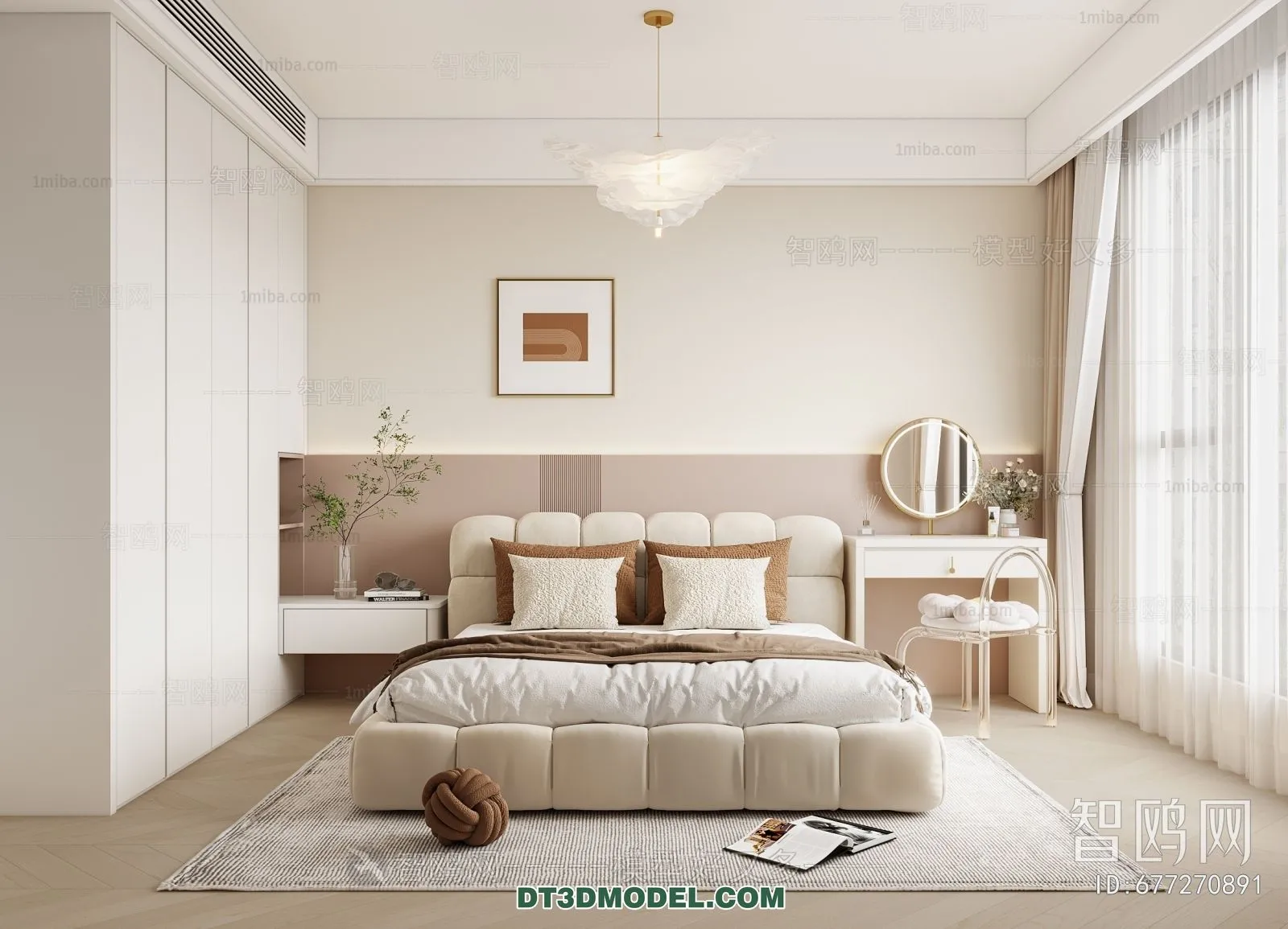 3D Scene of France Style Bedroom - 3D Model - 076