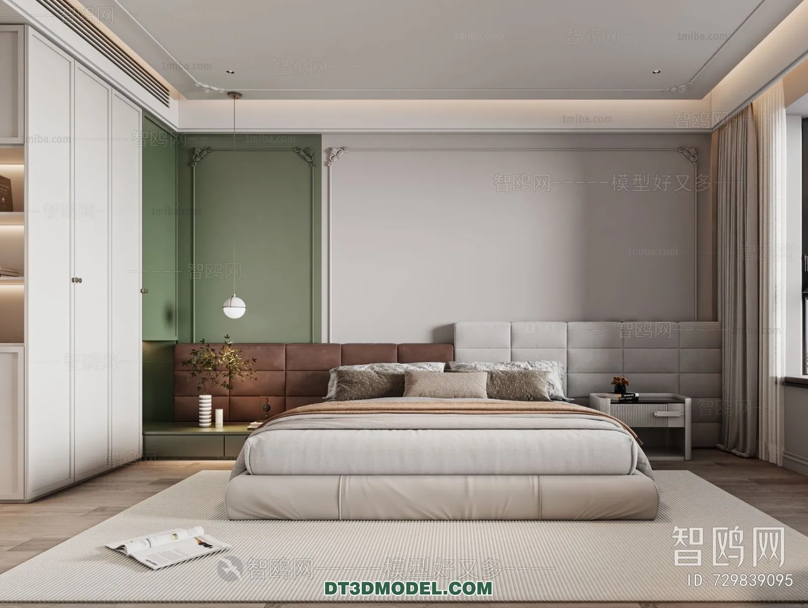 3D Scene of France Style Bedroom - 3D Model - 082