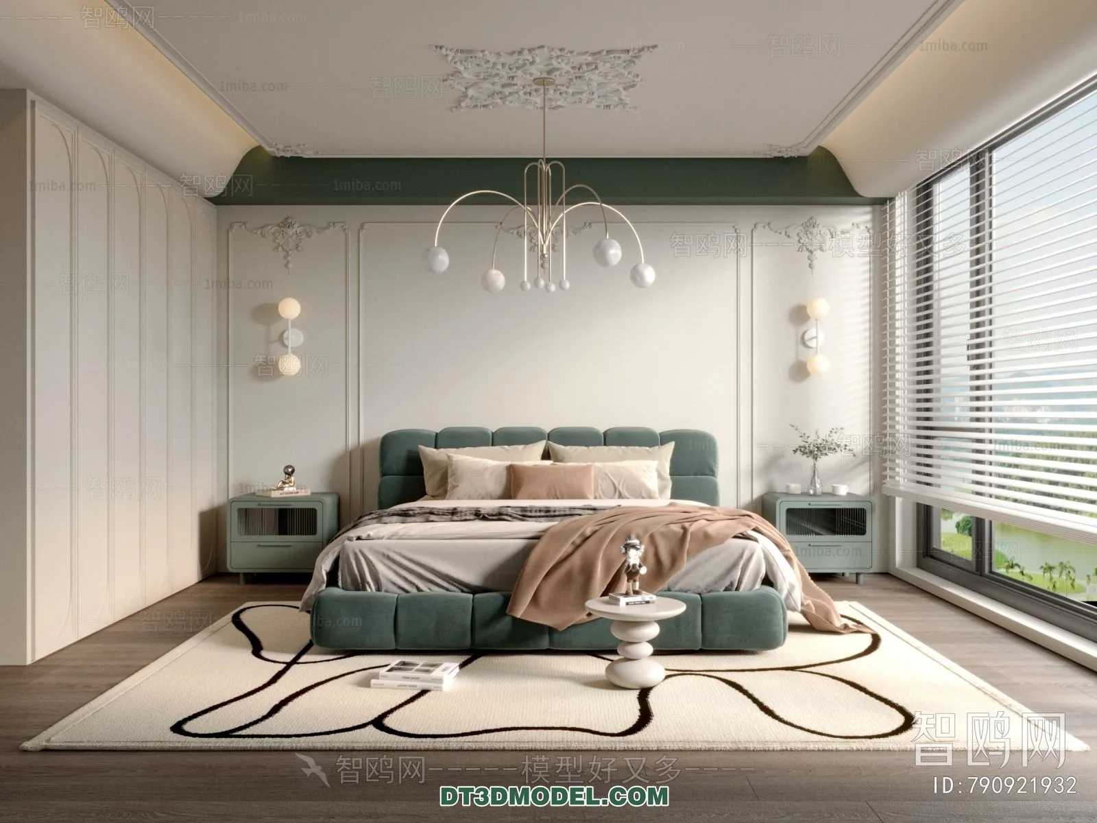 3D Scene of France Style Bedroom - 3D Model - 087