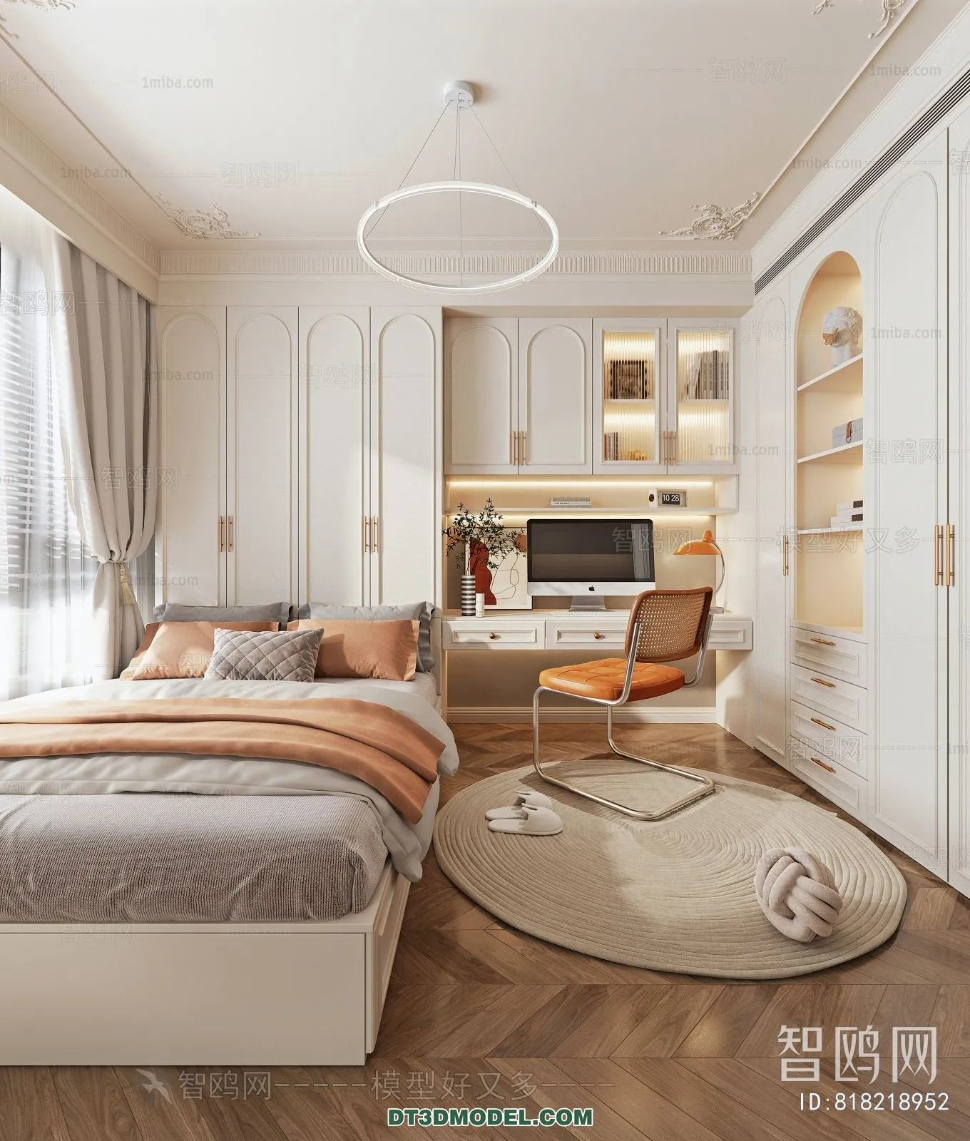 3D Scene of France Style Bedroom - 3D Model - 088