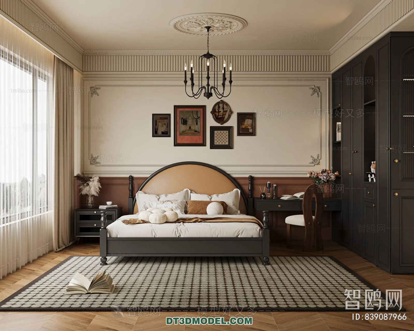 3D Scene of France Style Bedroom - 3D Model - 092
