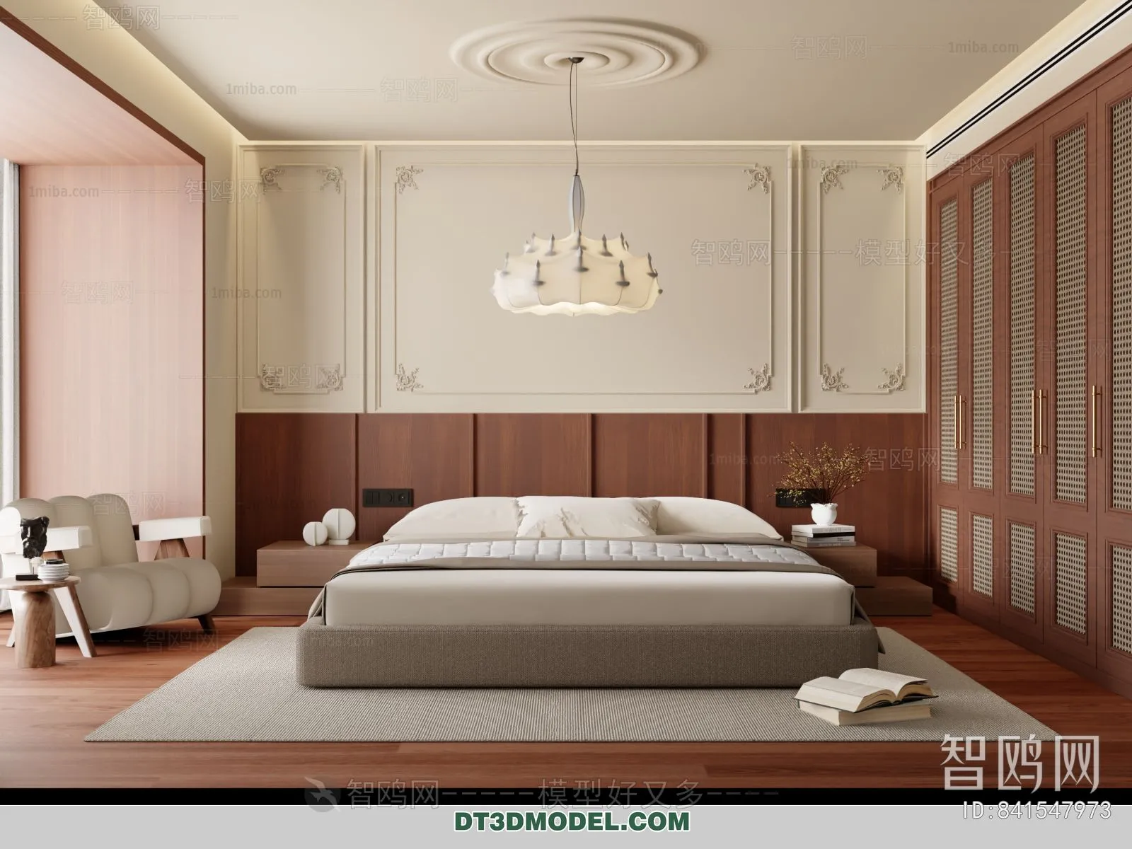 3D Scene of France Style Bedroom - 3D Model - 093