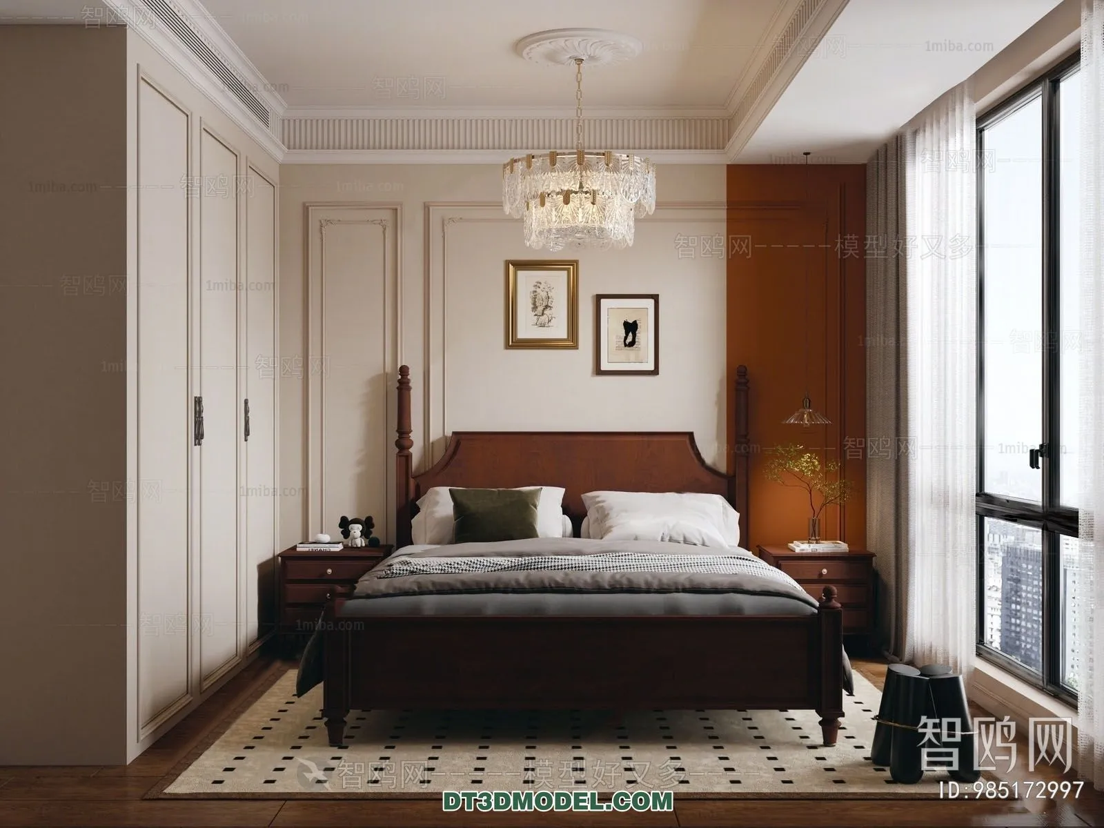 3D Scene of France Style Bedroom - 3D Model - 099