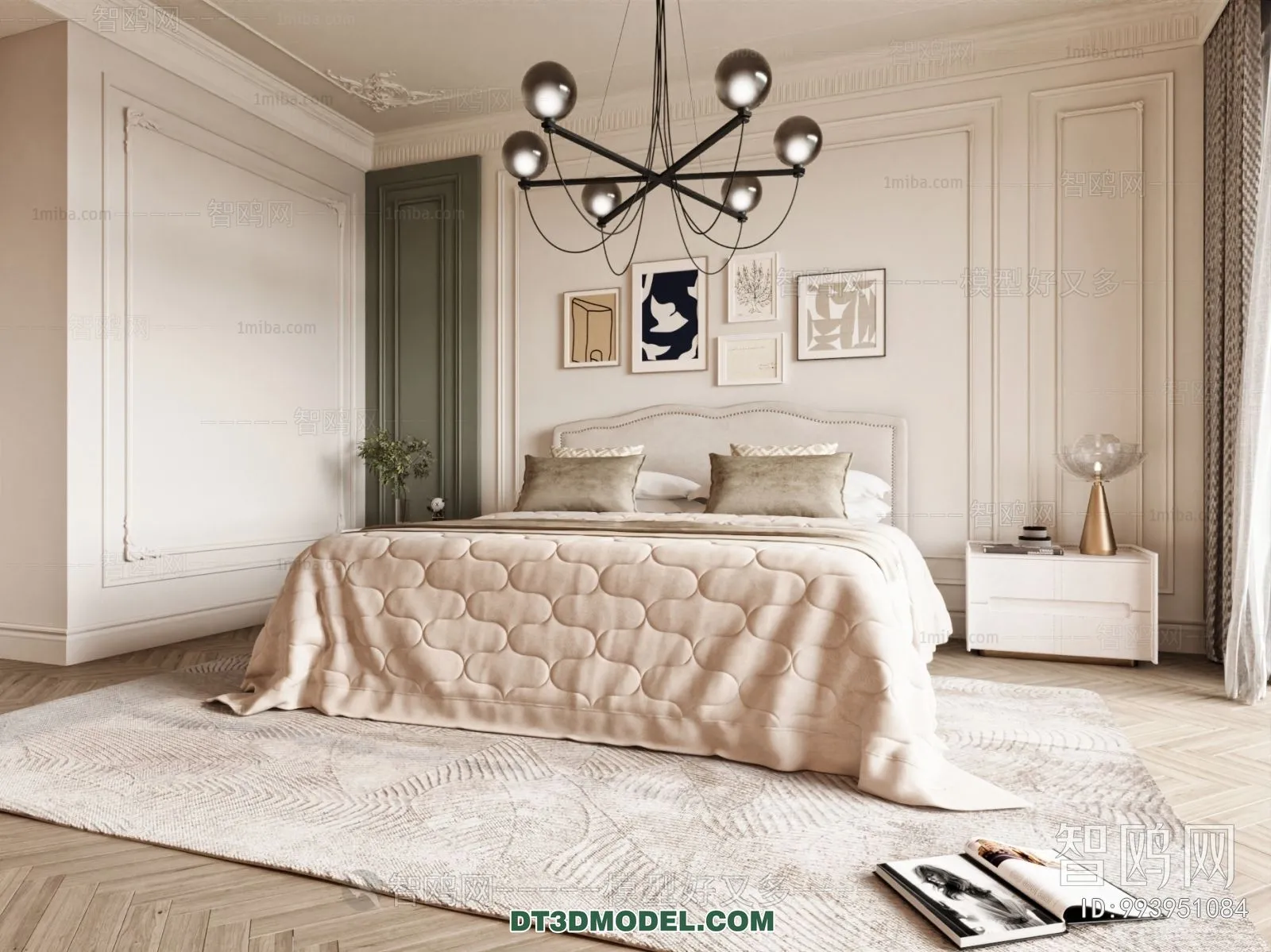 3D Scene of France Style Bedroom - 3D Model - 100