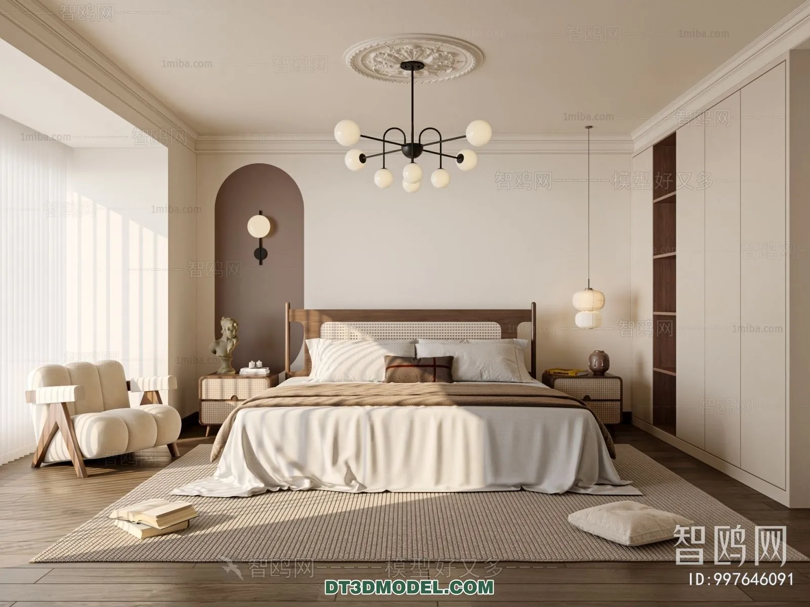 3D Scene of France Style Bedroom - 3D Model - 101