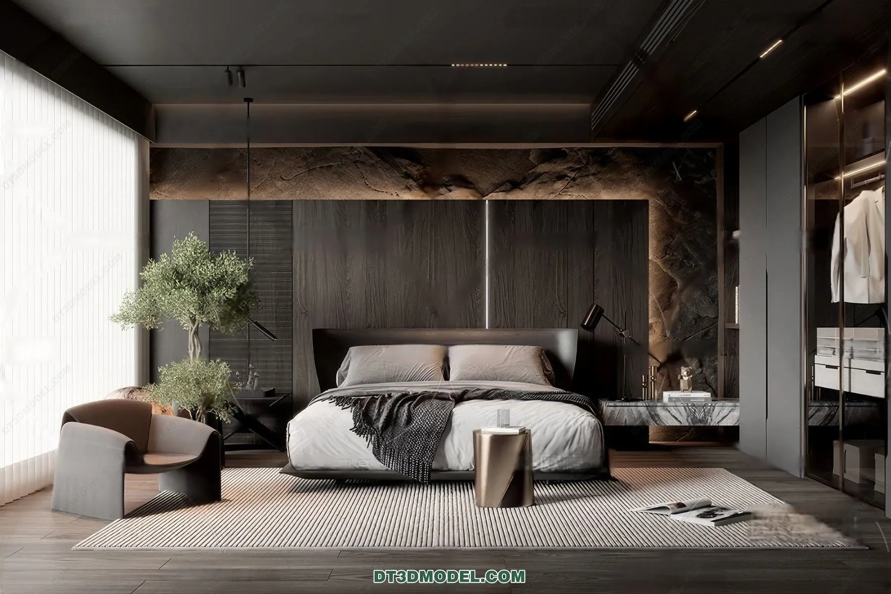 3D Scene of Gray Style Bedroom - 3D Model - 103