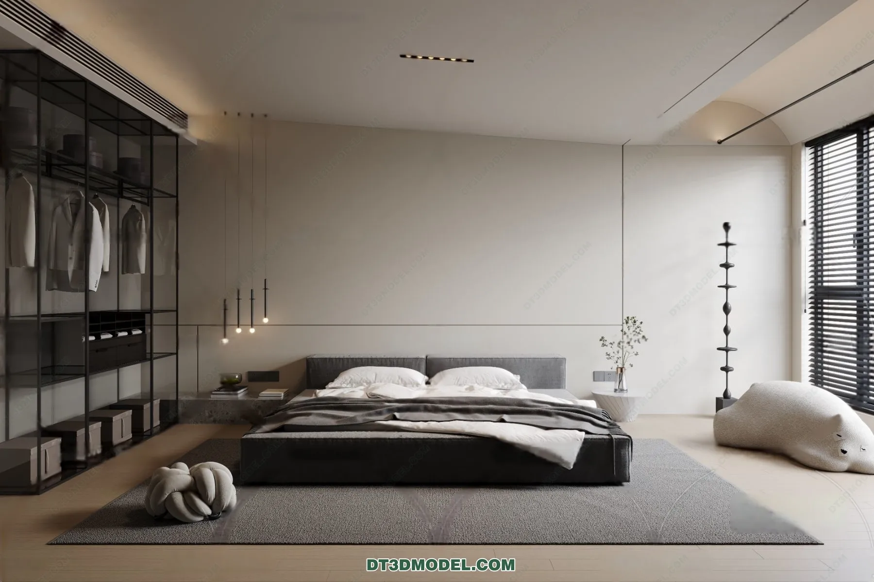 3D Scene of Gray Style Bedroom - 3D Model - 104