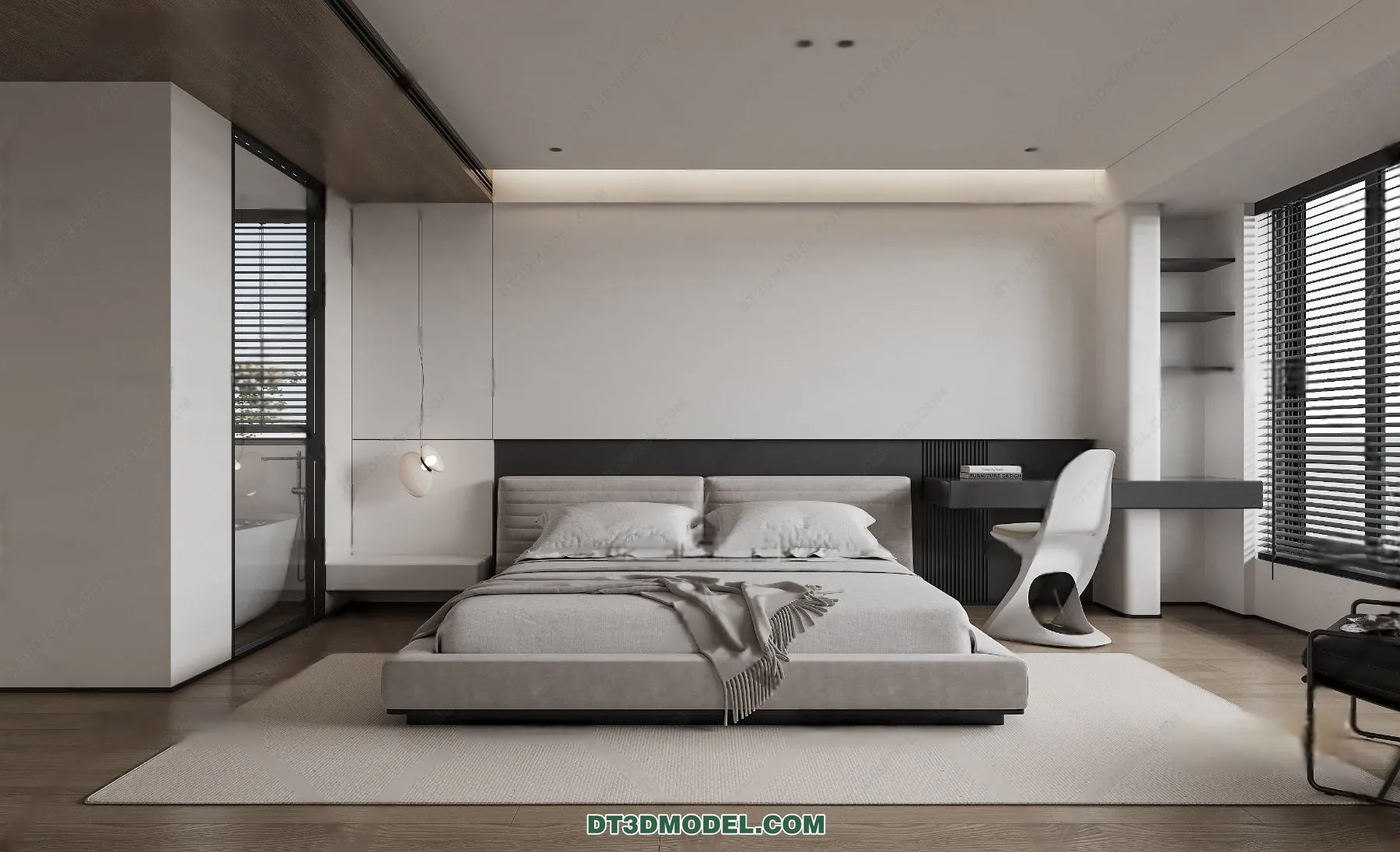 3D Scene of Gray Style Bedroom - 3D Model - 111