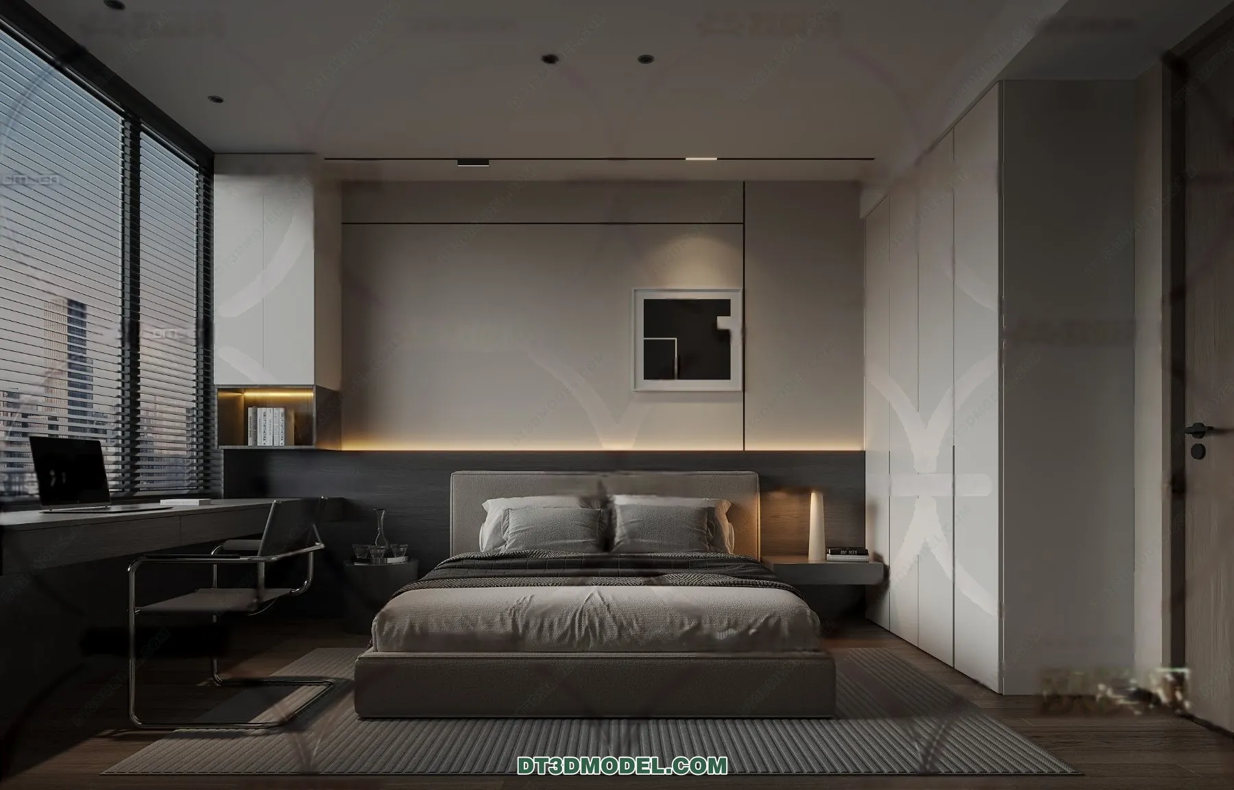 3D Scene of Gray Style Bedroom - 3D Model - 112