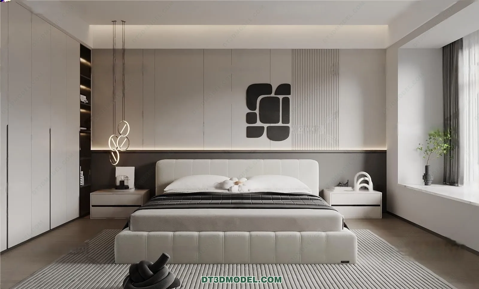 3D Scene of Gray Style Bedroom - 3D Model - 114