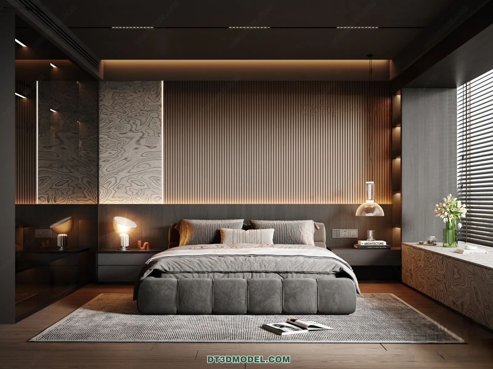 3D Scene of Gray Style Bedroom - 3D Model - 120