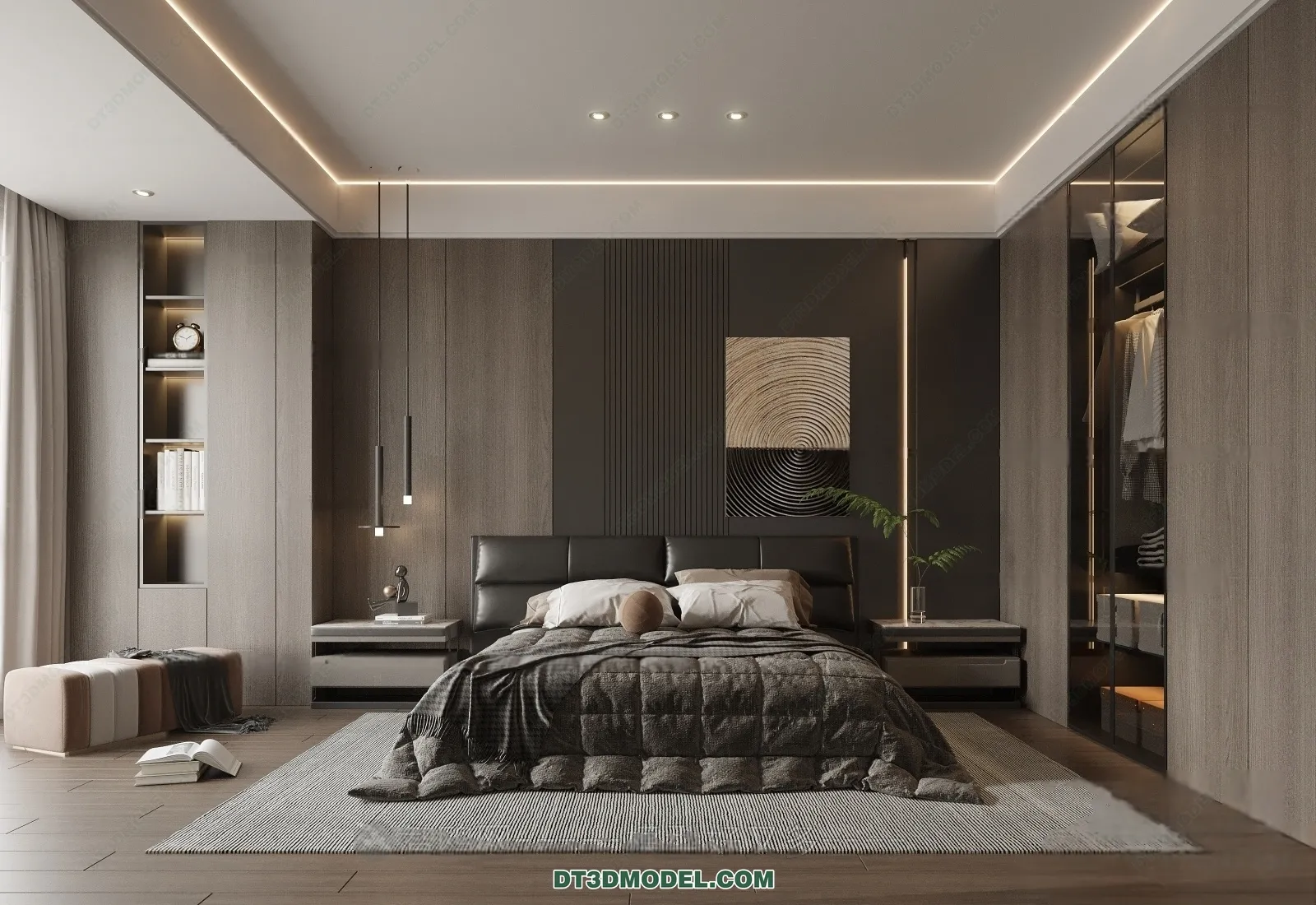 3D Scene of Gray Style Bedroom - 3D Model - 121