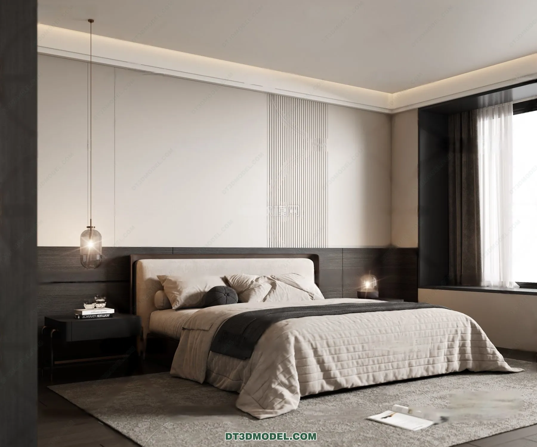 3D Scene of Gray Style Bedroom - 3D Model - 126