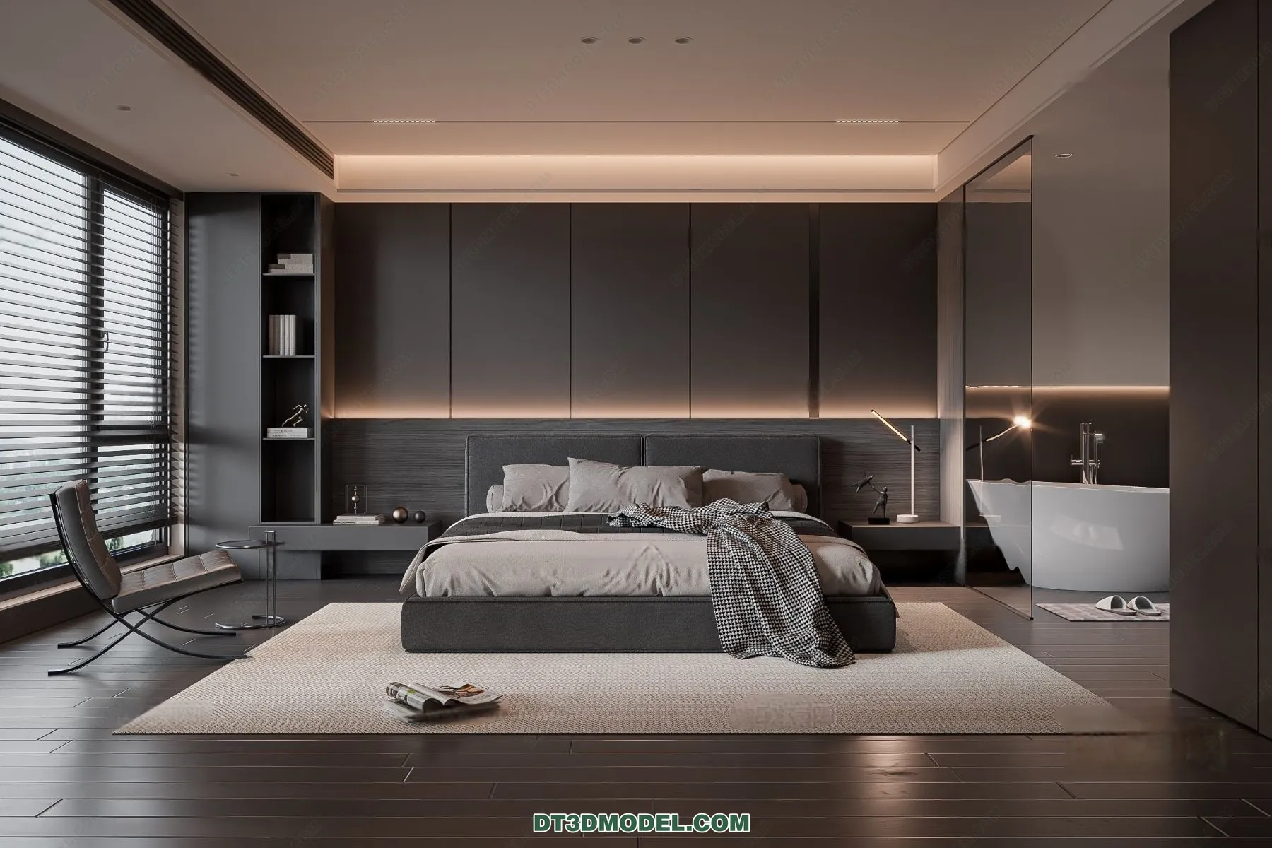 3D Scene of Gray Style Bedroom - 3D Model - 131