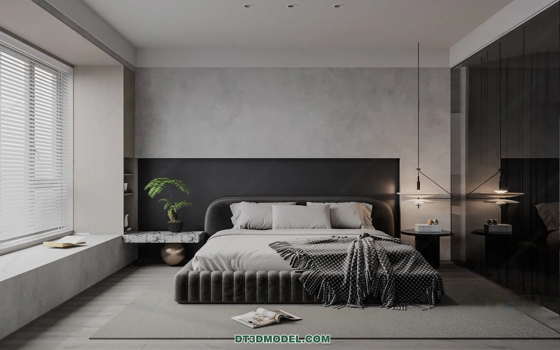 3D Scene of Gray Style Bedroom - 3D Model - 132