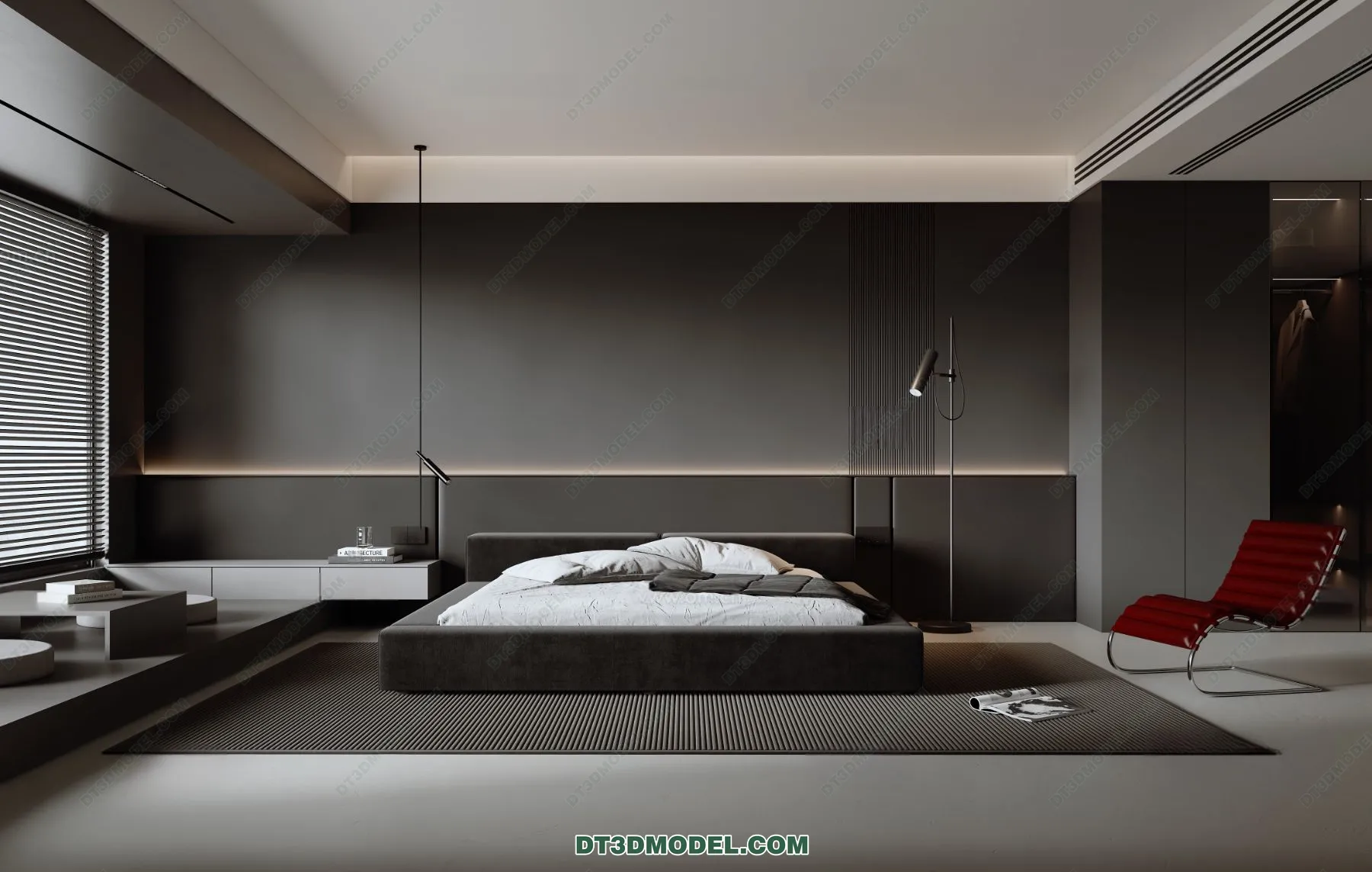 3D Scene of Gray Style Bedroom - 3D Model - 137