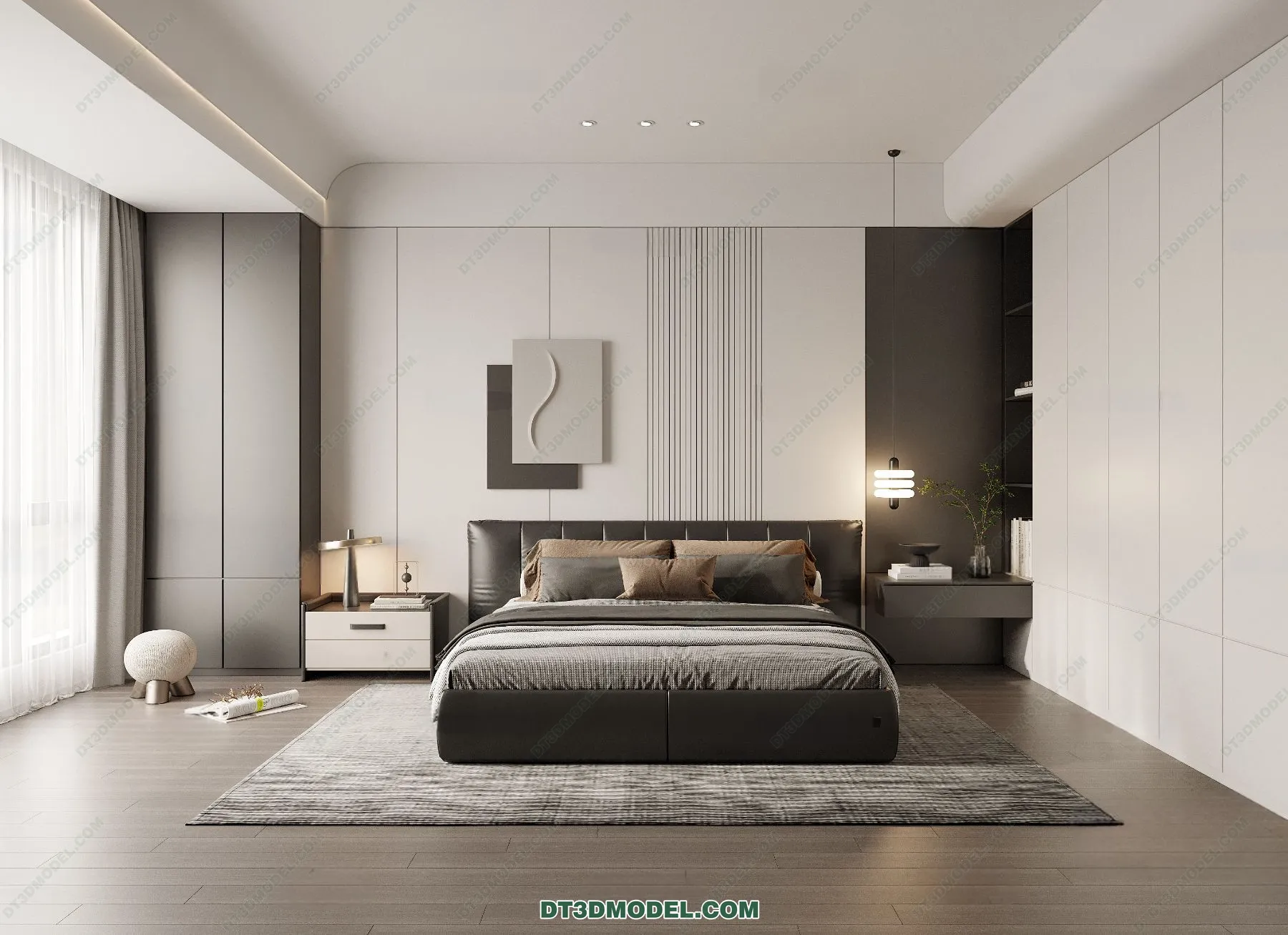 3D Scene of Gray Style Bedroom - 3D Model - 141