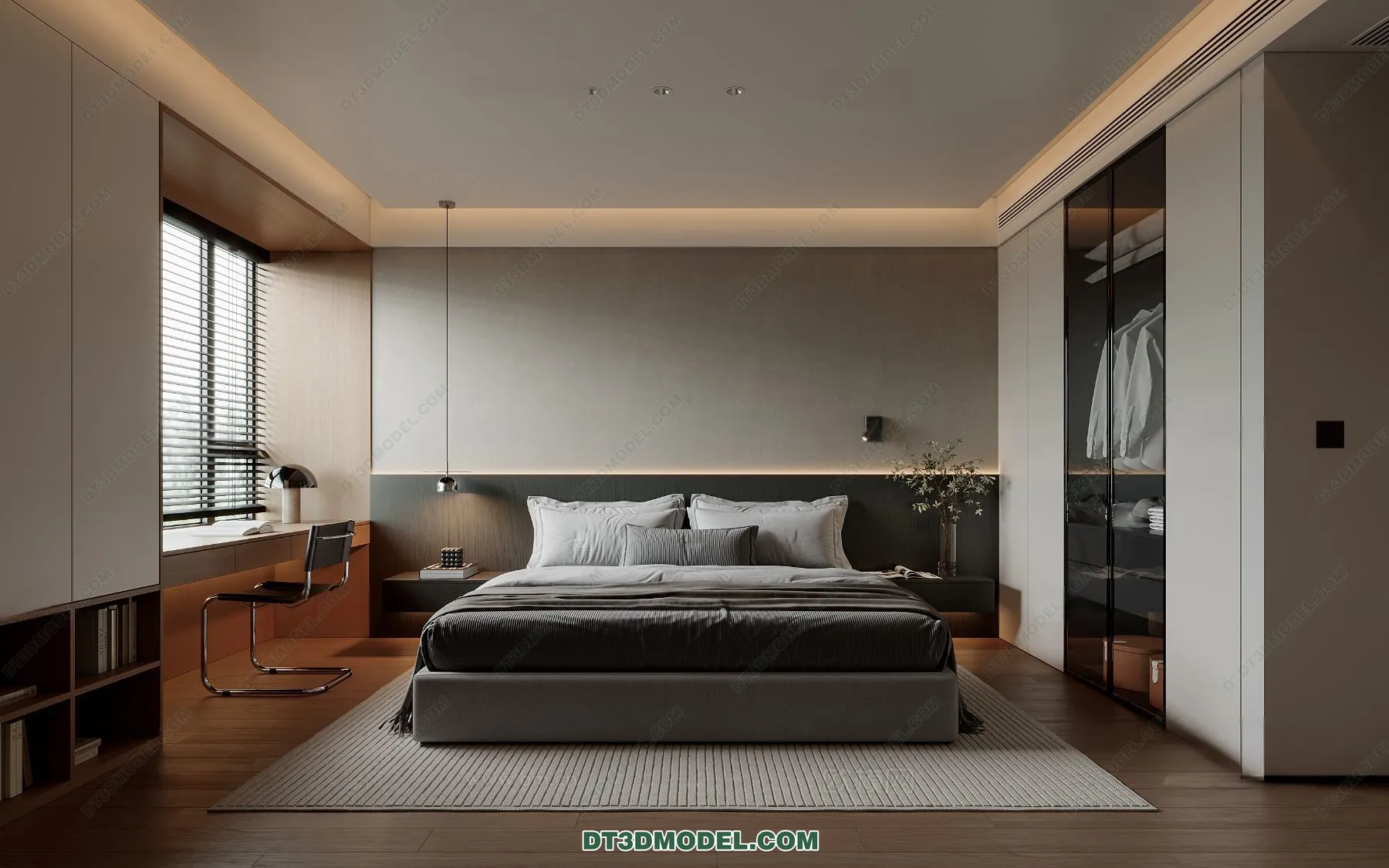 3D Scene of Gray Style Bedroom - 3D Model - 142