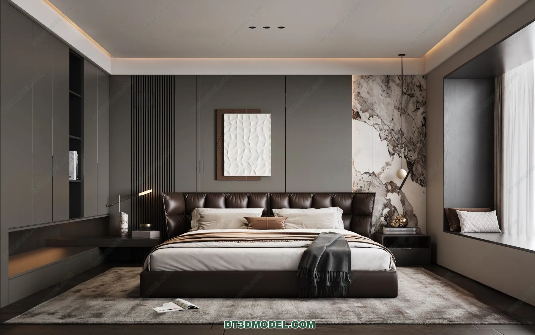 3D Scene of Gray Style Bedroom - 3D Model - 144