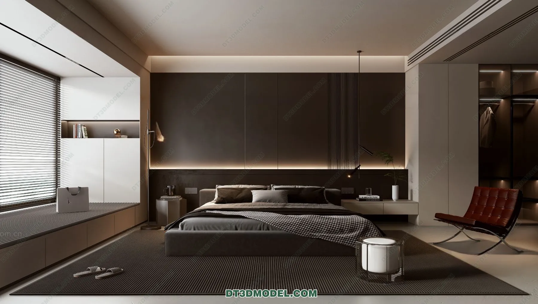 3D Scene of Gray Style Bedroom - 3D Model - 147