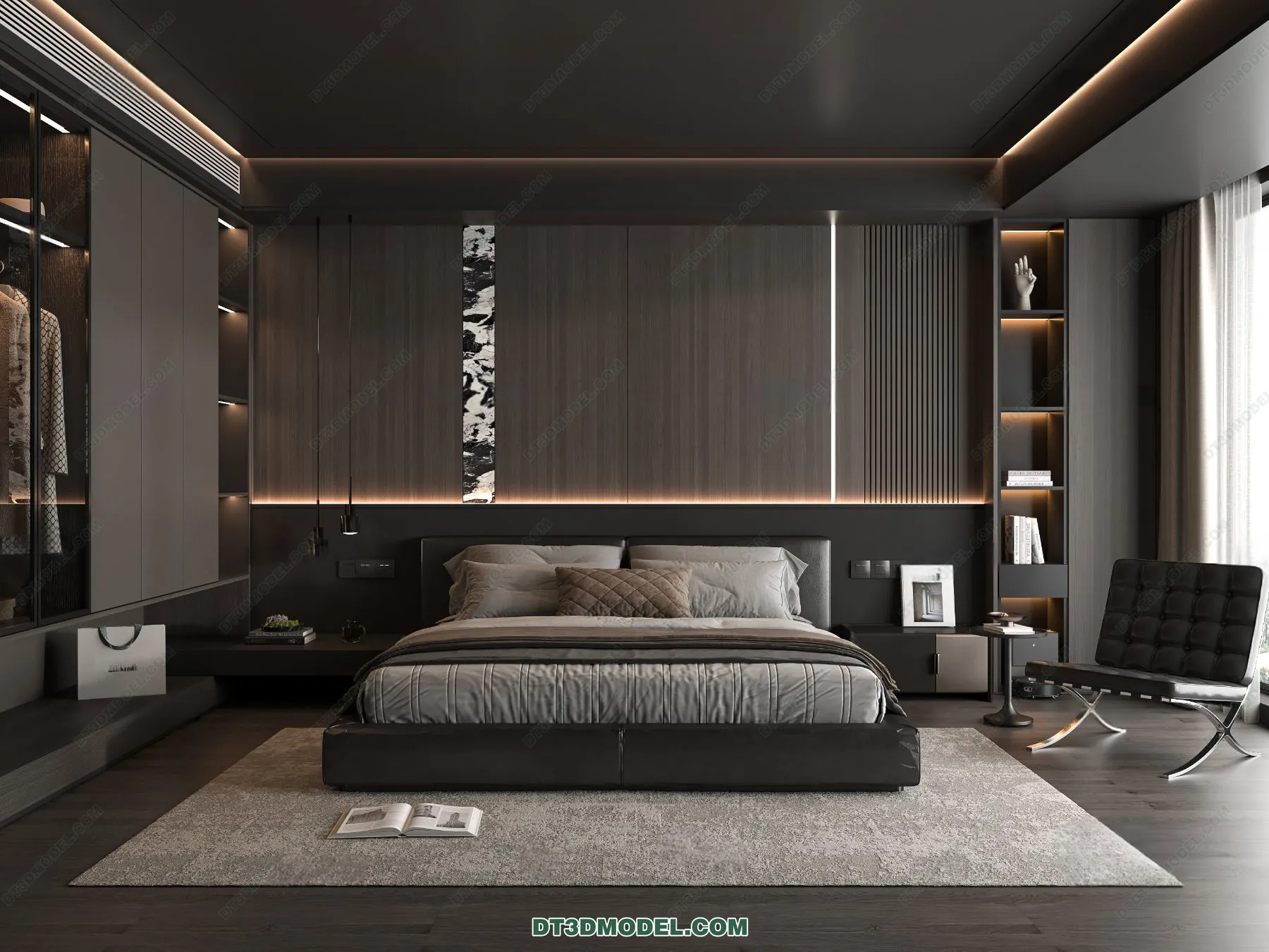 3D Scene of Gray Style Bedroom - 3D Model - 149