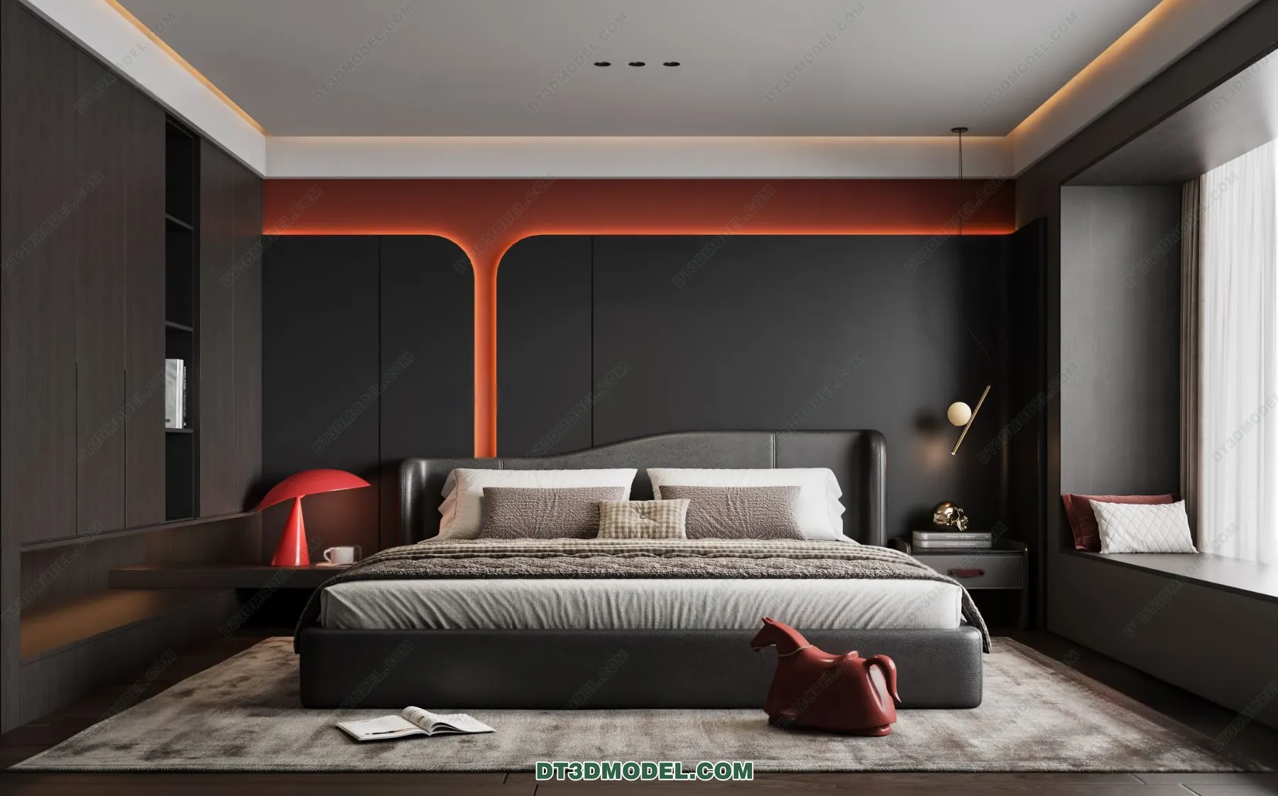 3D Scene of Gray Style Bedroom - 3D Model - 150