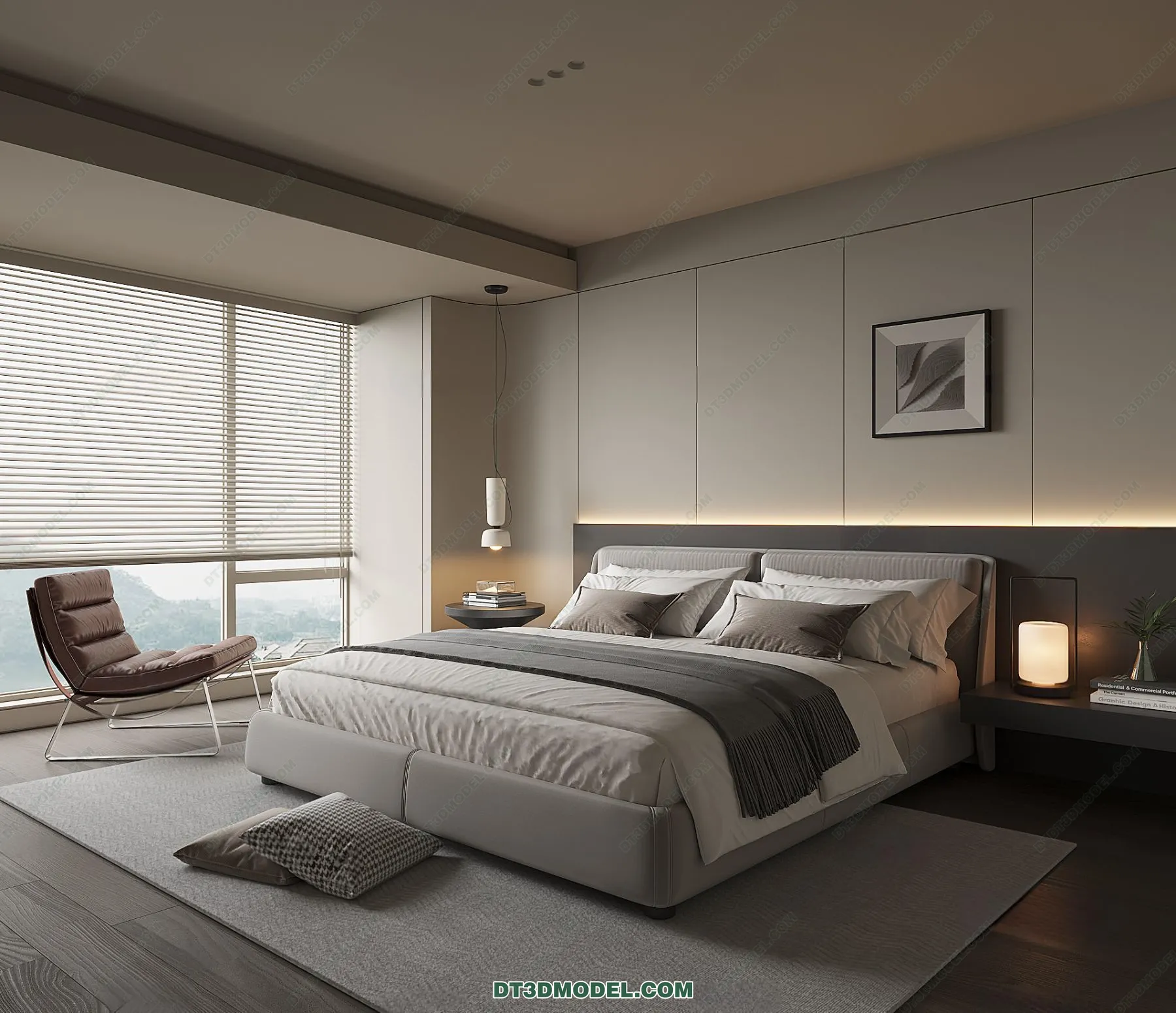 3D Scene of Gray Style Bedroom - 3D Model - 167