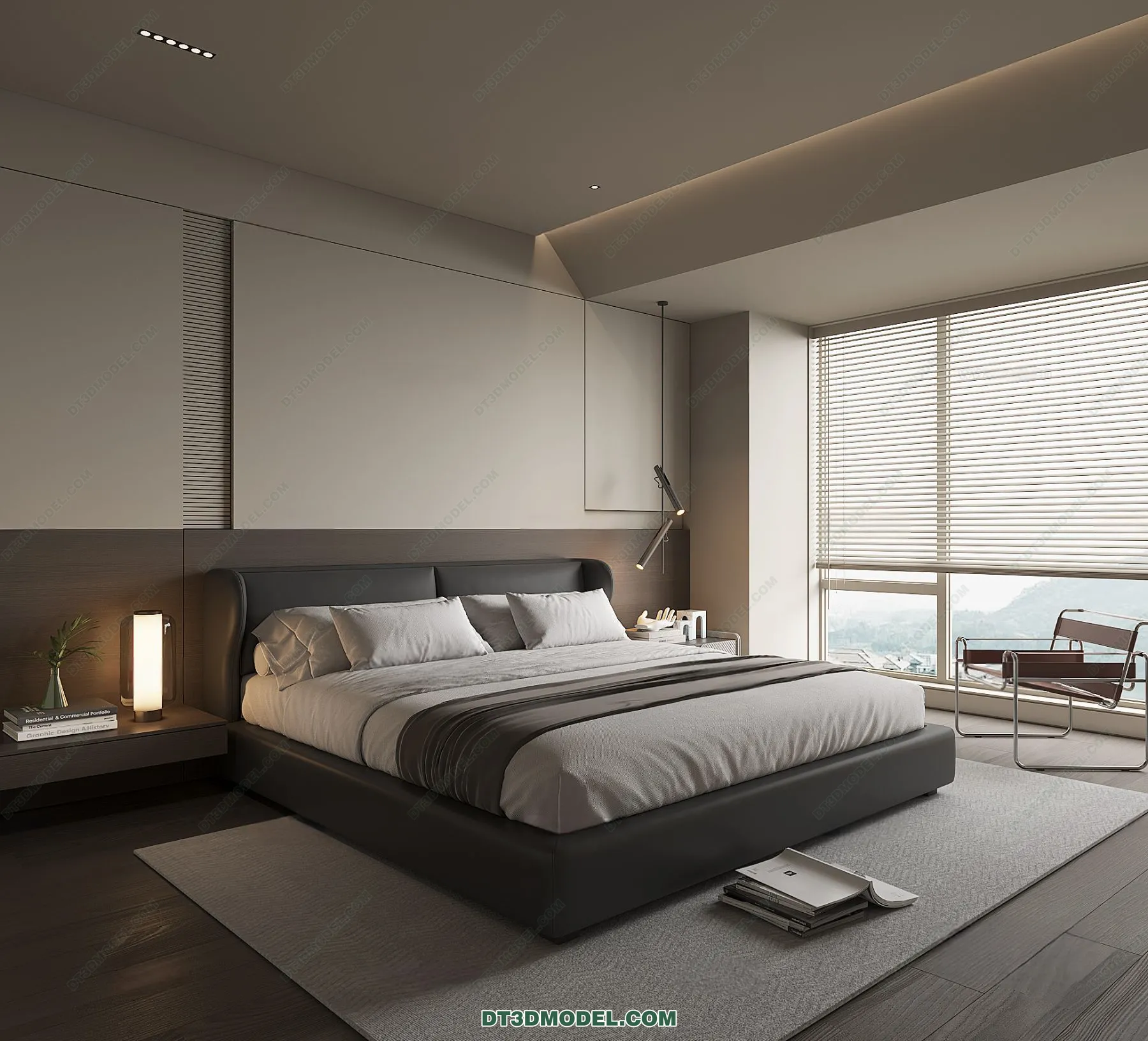 3D Scene of Gray Style Bedroom - 3D Model - 170