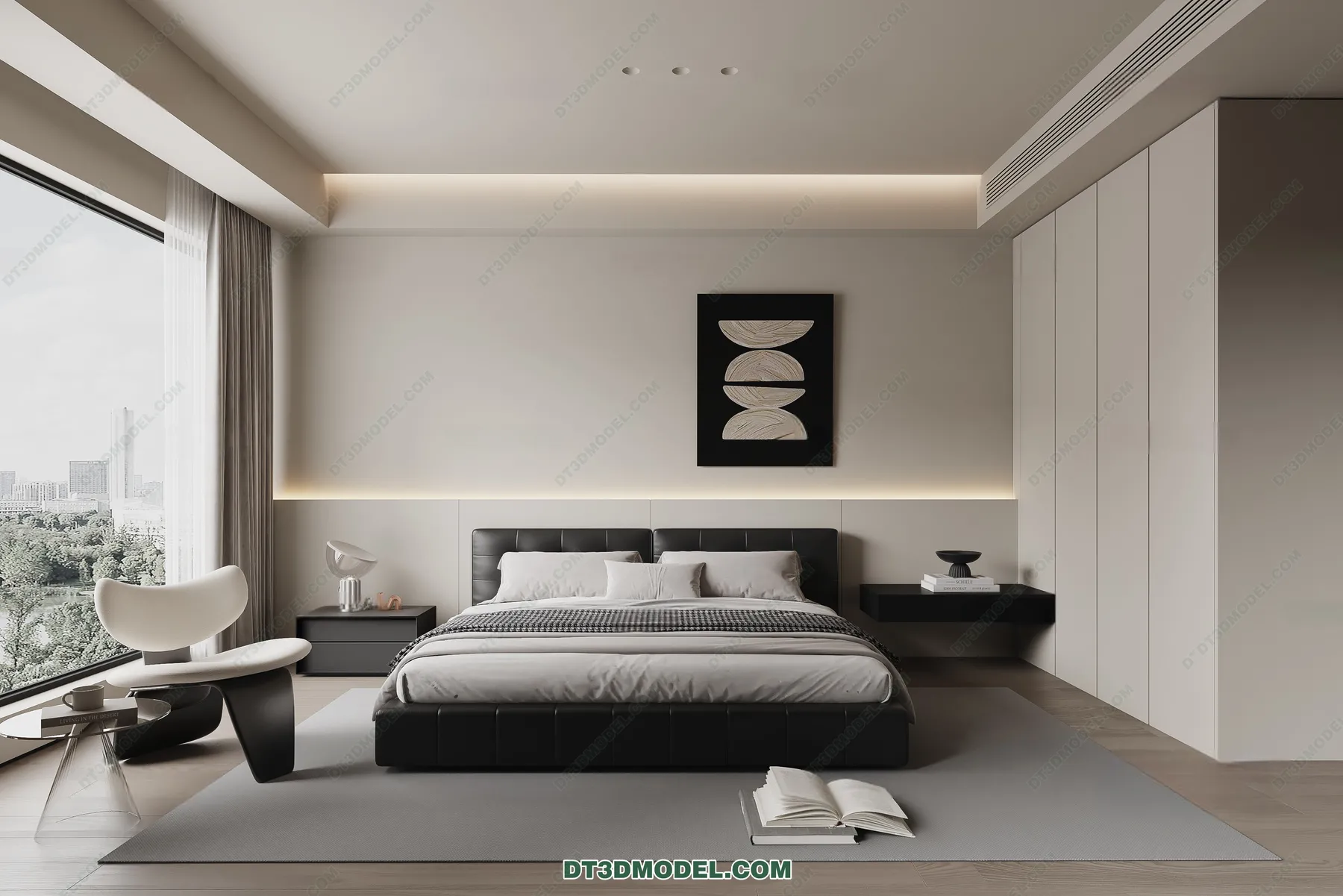 3D Scene of Gray Style Bedroom - 3D Model - 172