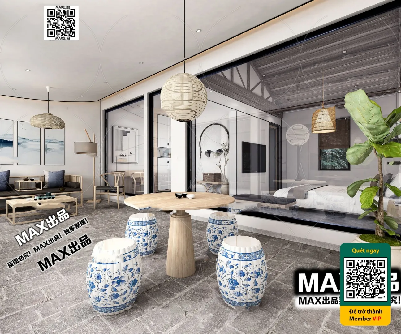 3D SCENES - WABI SABI STYLE - VRAY / CORONA - 3D MODEL - 6084